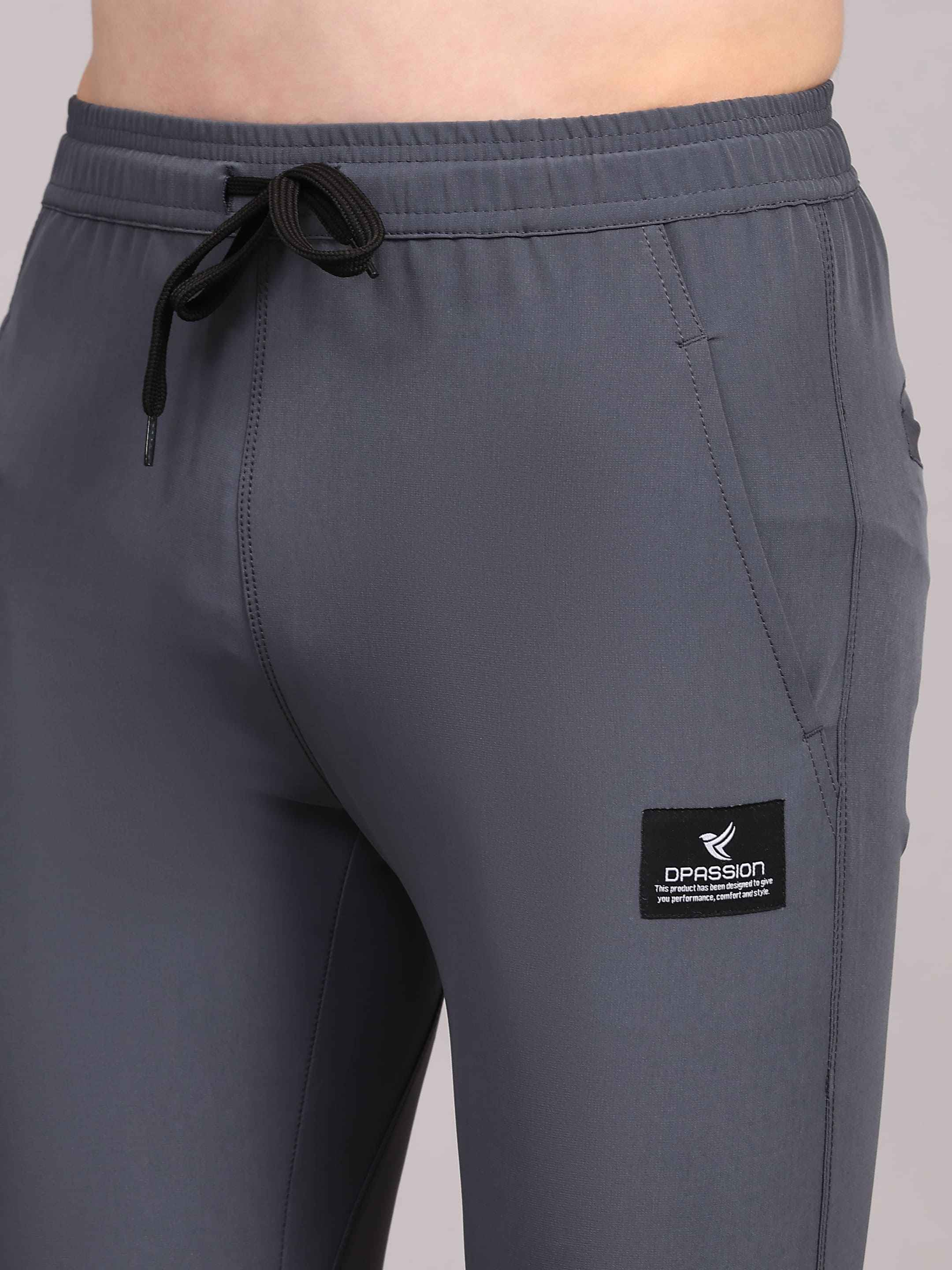 Dpassion Men Slim Fit Tapered Joggers | Steel Grey Performance Woven