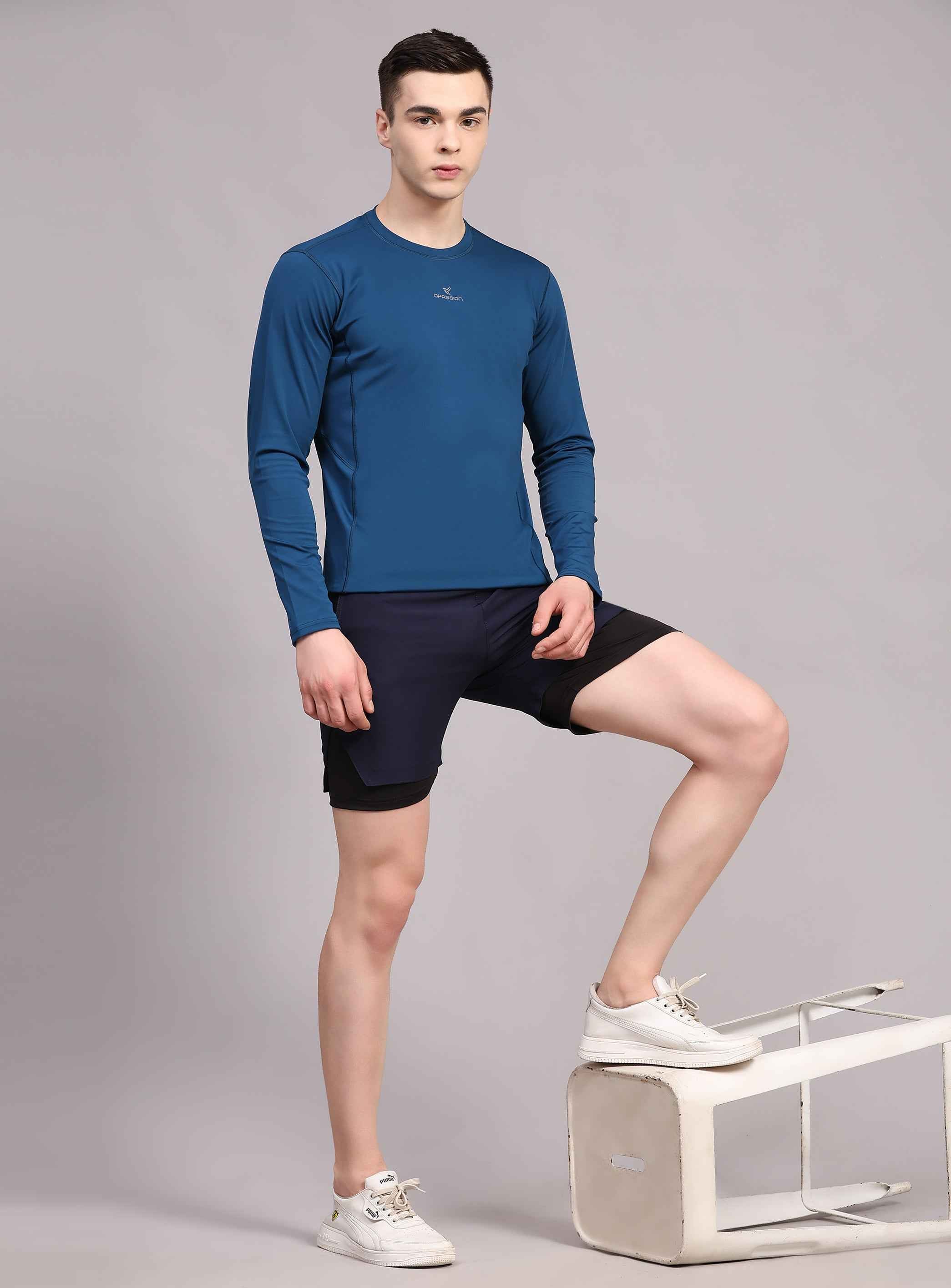 Dpassion Men 2 in 1 Training Shorts Navy Performance Activewear