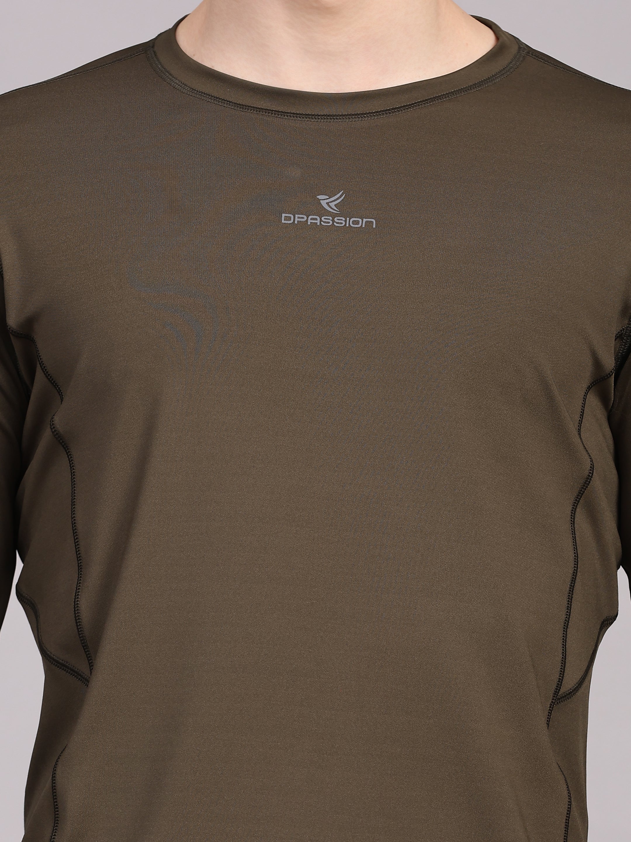 Dpassion Men’s Olive Performance Long Sleeve Training T-Shirt