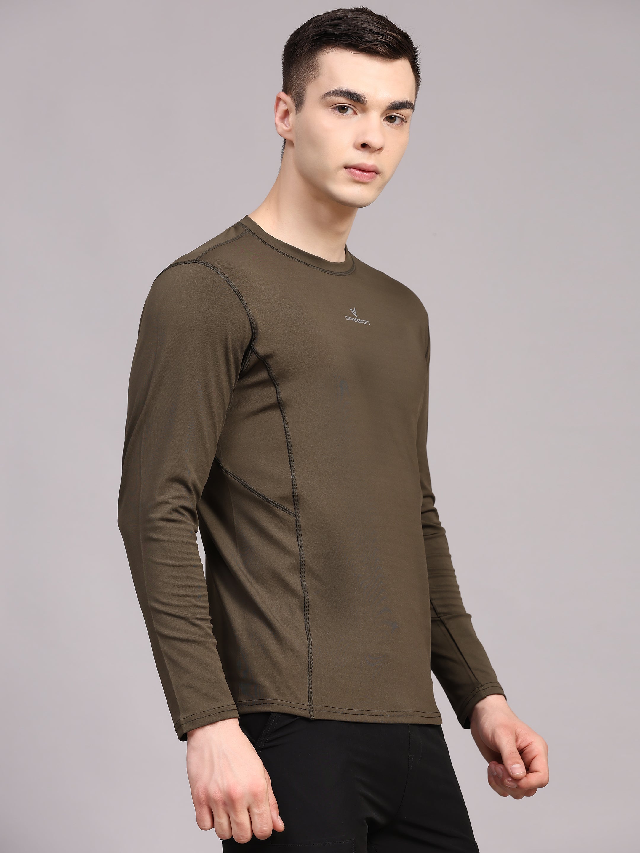 Dpassion Men’s Olive Performance Long Sleeve Training T-Shirt