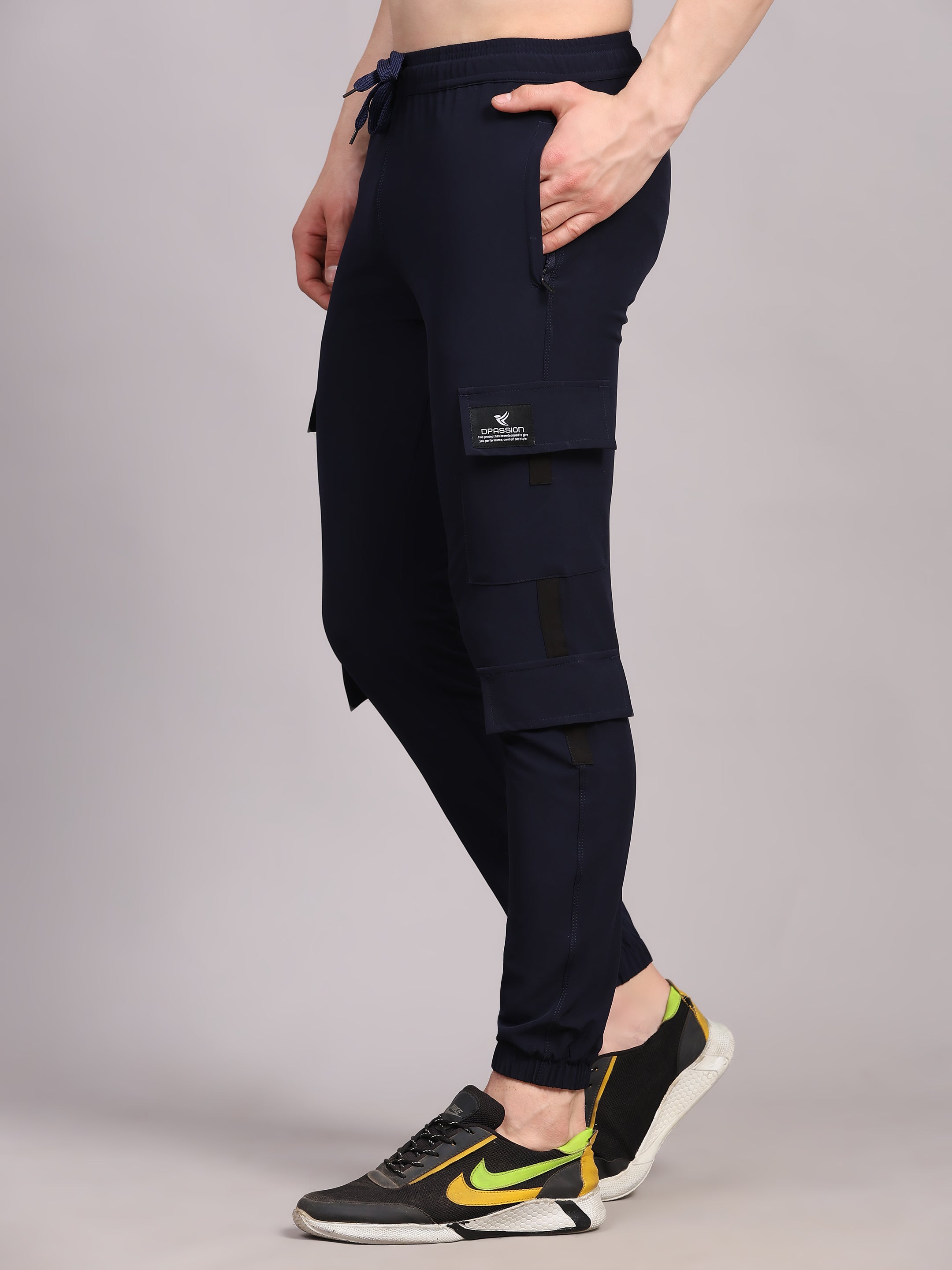 Dpassion Men Navy Cargo Joggers Utility Performance Activewear - Dpassion