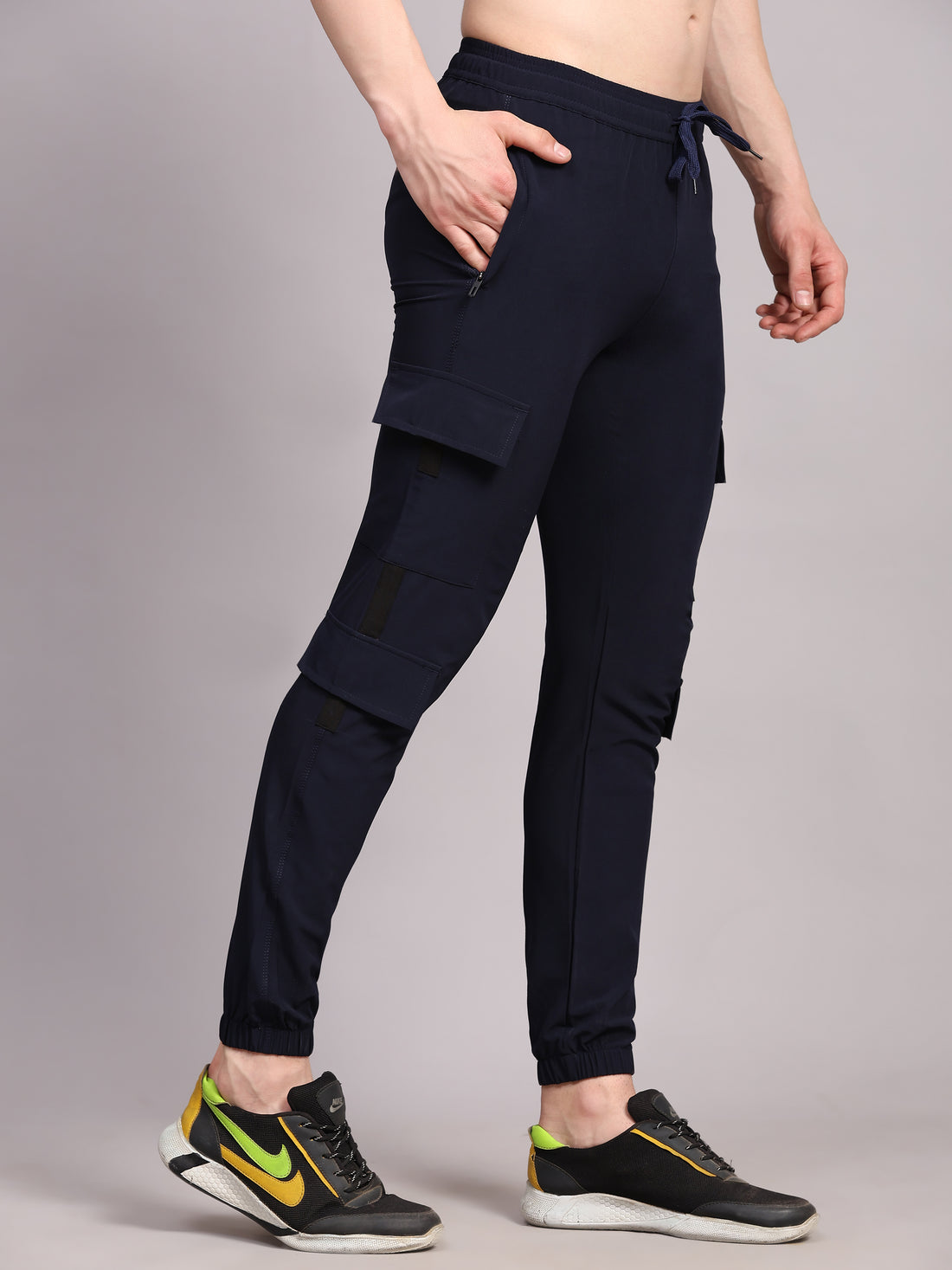Dpassion Men Navy Cargo Joggers Utility Performance Activewear - Dpassion