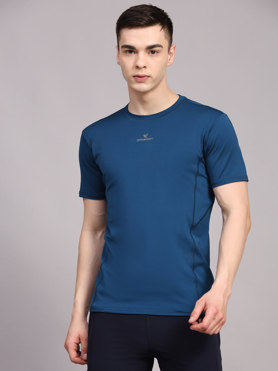 Dpassion Men Solid Performance T Shirt Breathable Gym Training Wear