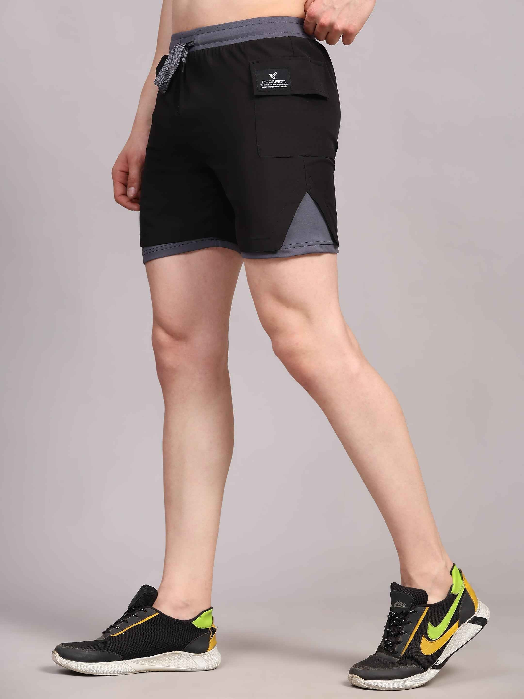 Dpassion Men 2 in 1 Training Shorts Quick Dry Gym Activewear