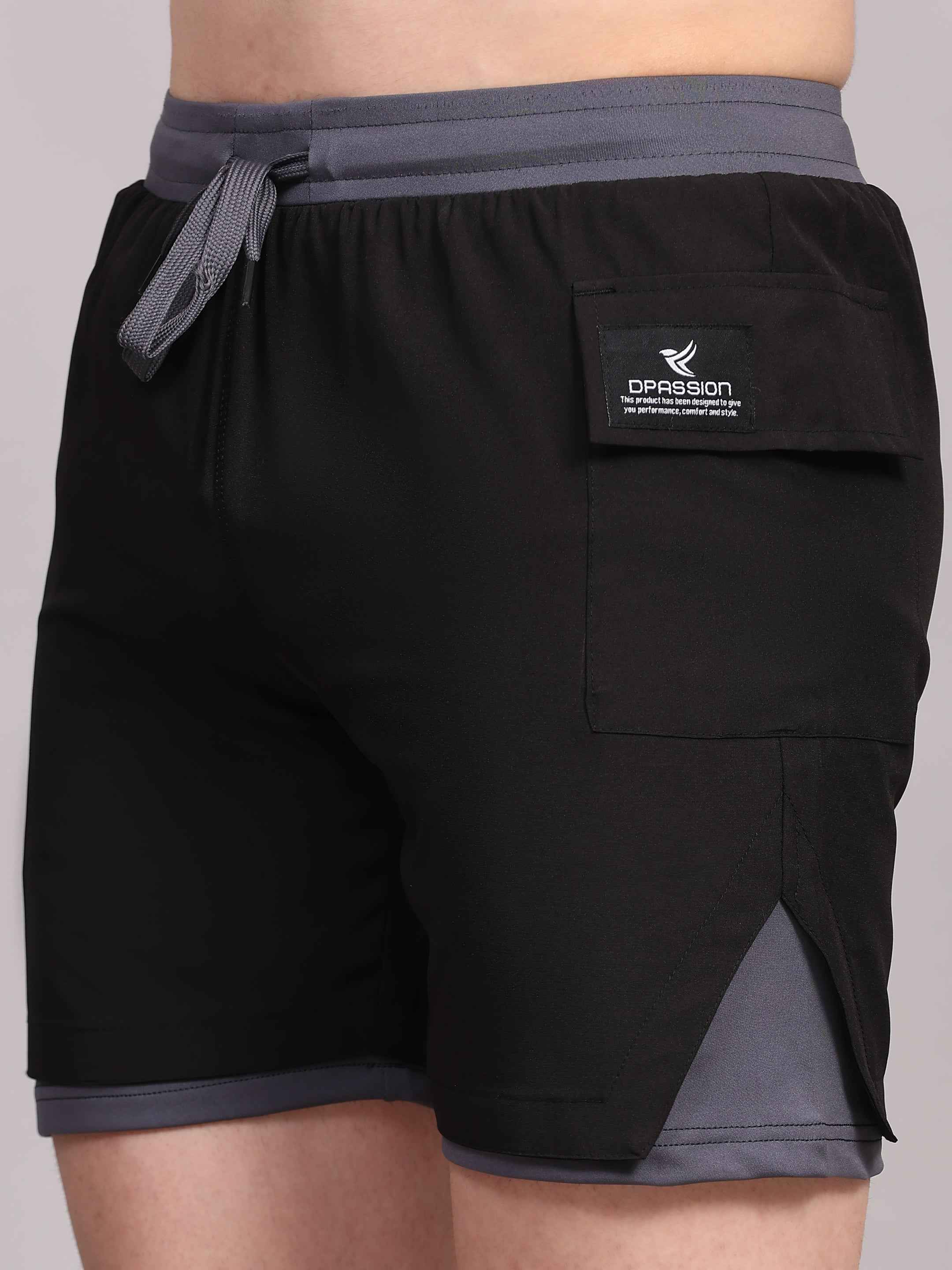 Dpassion Men 2 in 1 Training Shorts Quick Dry Gym Activewear