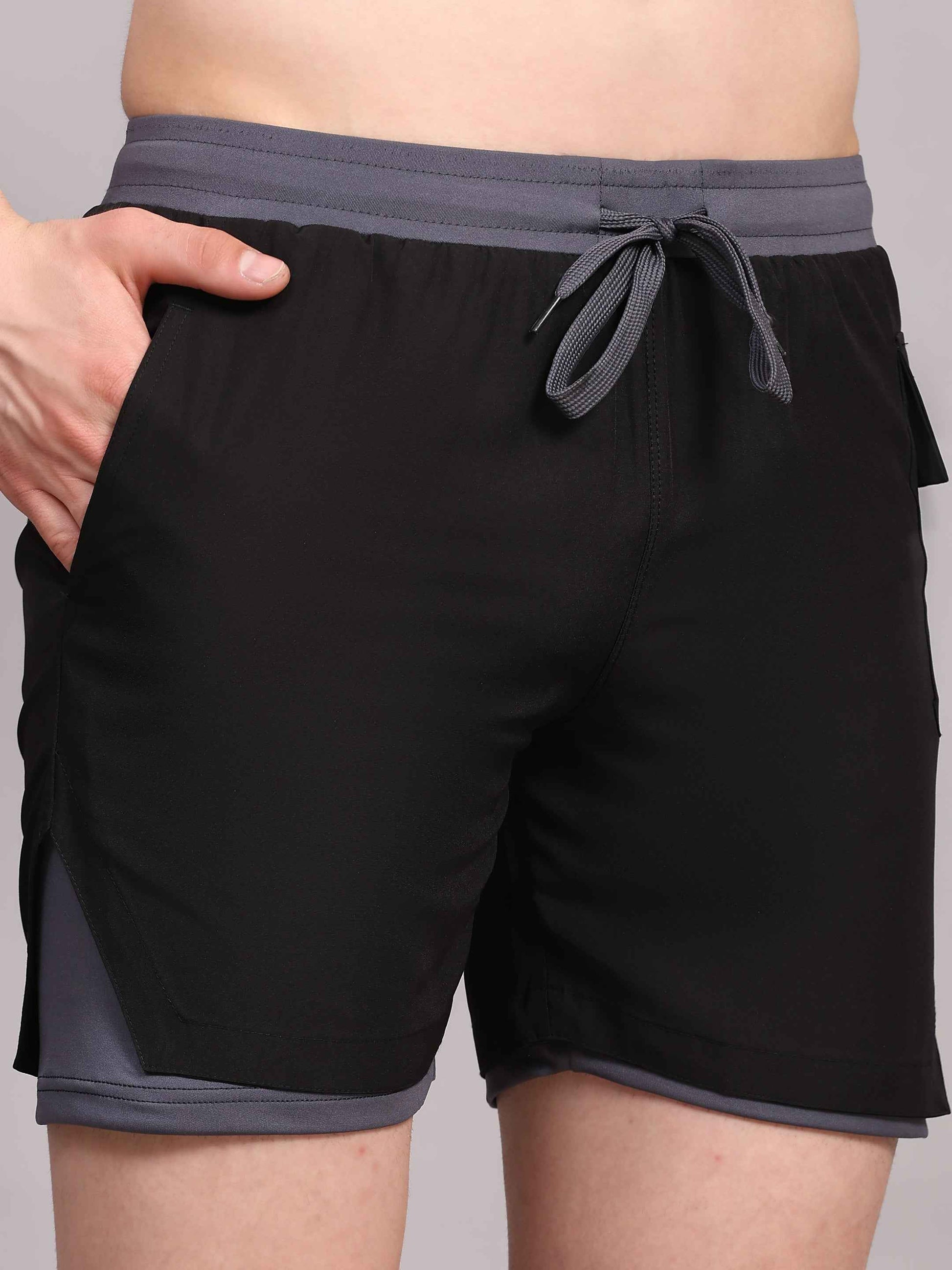 Dpassion Men 2 in 1 Training Shorts Quick Dry Gym Activewear