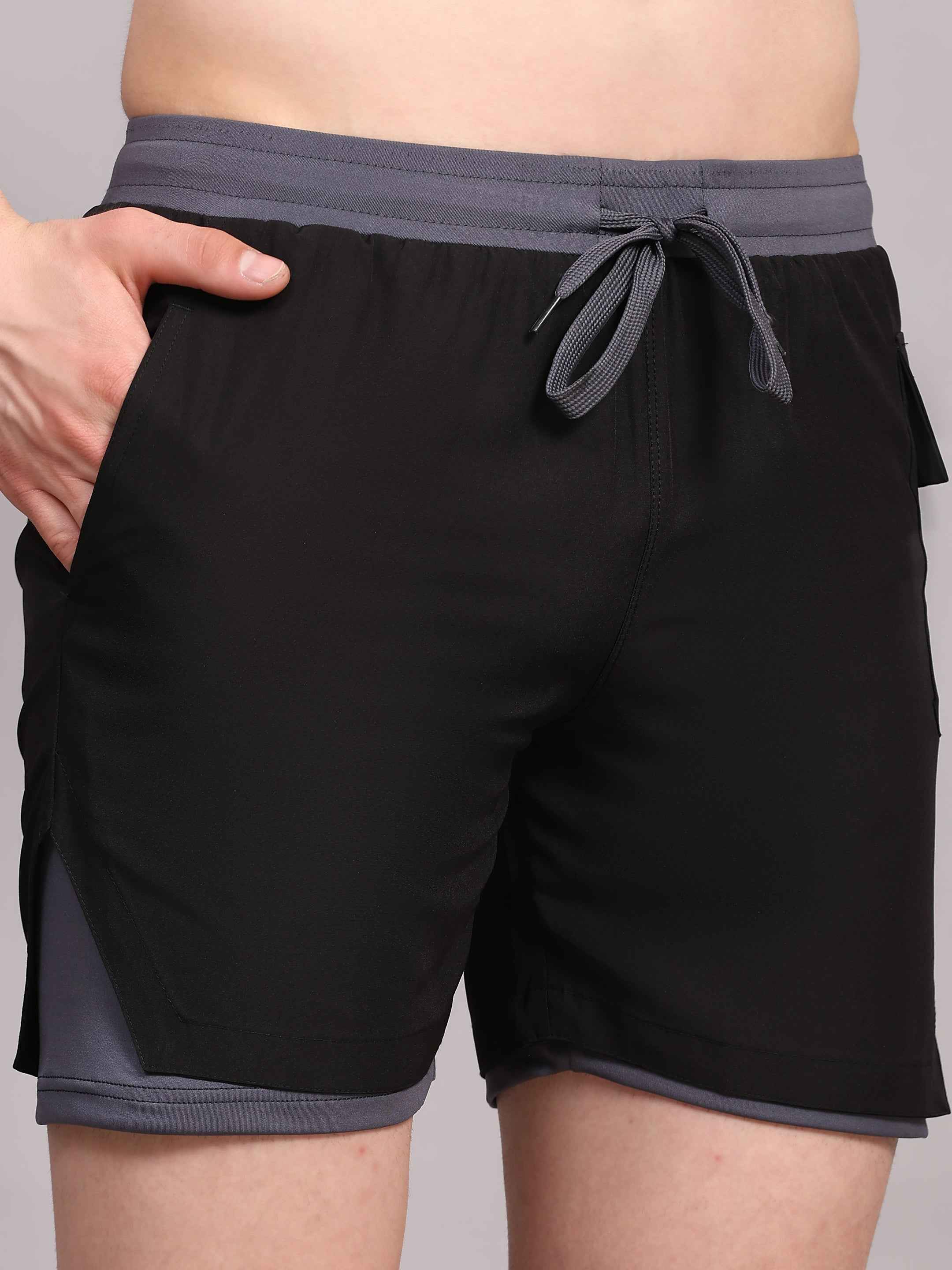 Dpassion Men 2 in 1 Training Shorts Quick Dry Gym Activewear