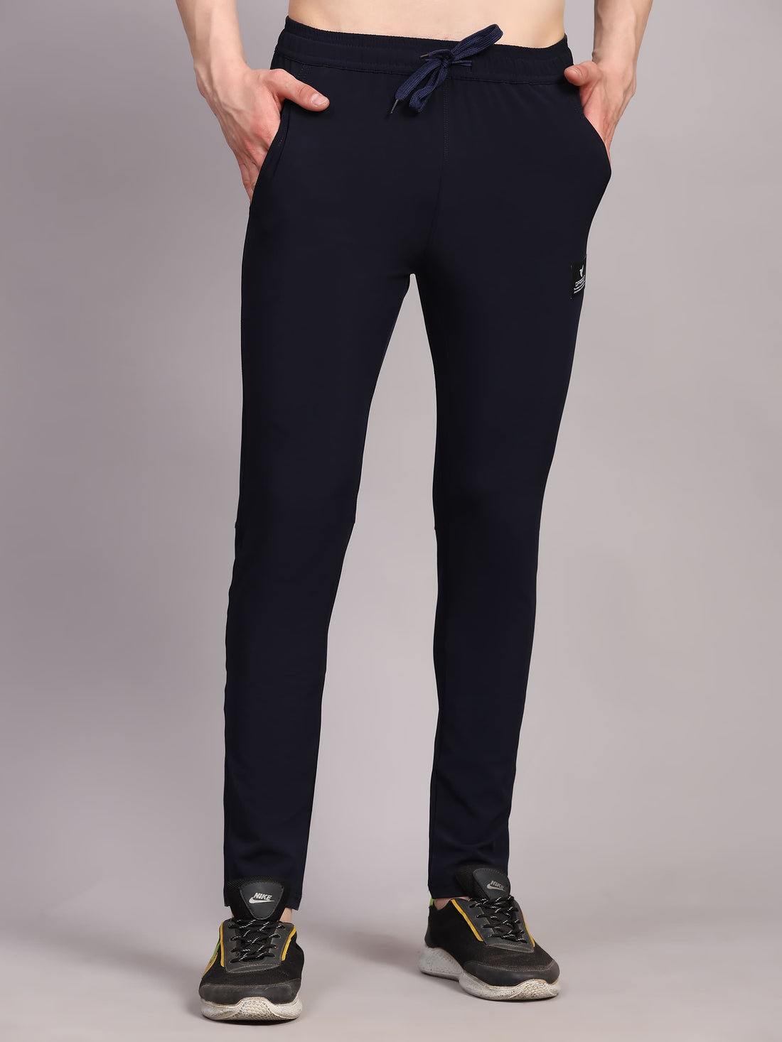 Dpassion Men Slim Fit Training Track Pants Stretch Gym Activewear Navy - Dpassion