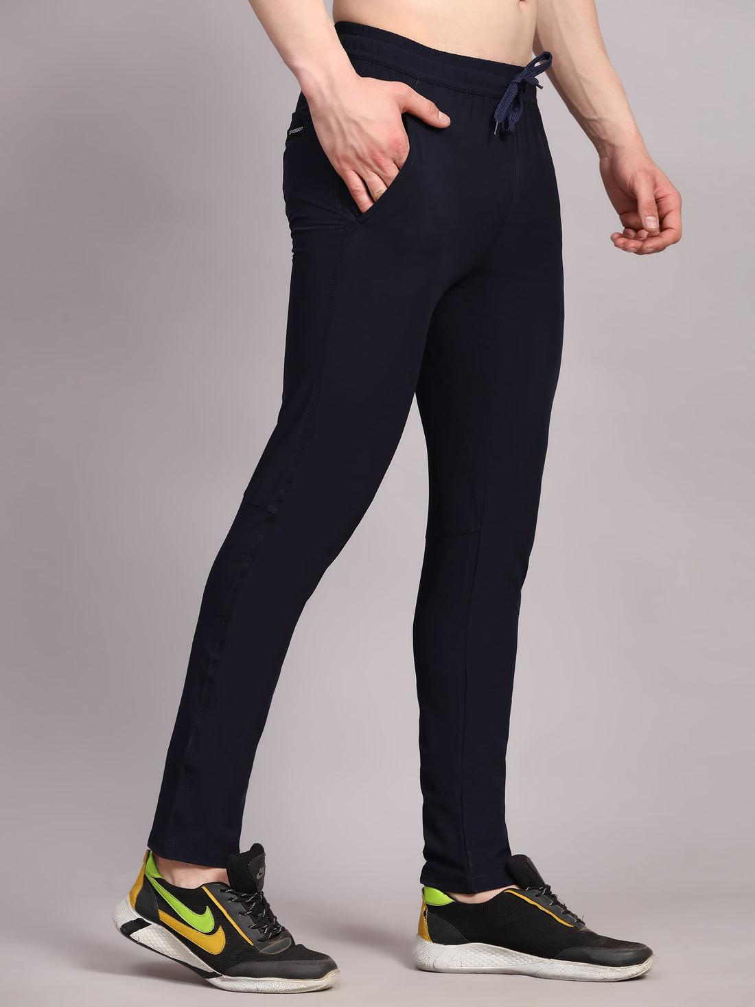 Dpassion Men Slim Fit Training Track Pants Stretch Gym Activewear Navy - Dpassion