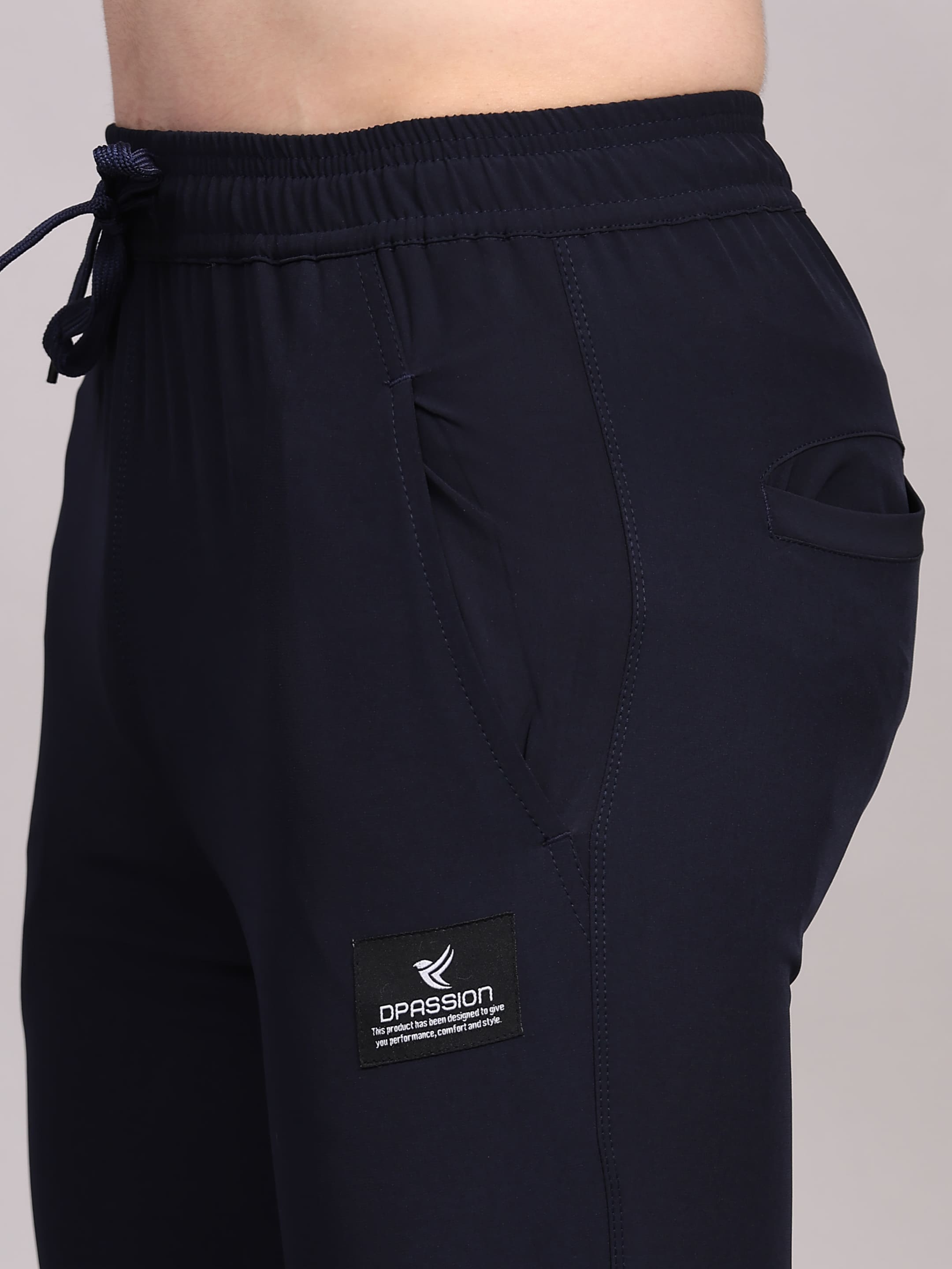 Dpassion Men Slim Fit Training Track Pants Stretch Gym Activewear Navy - Dpassion