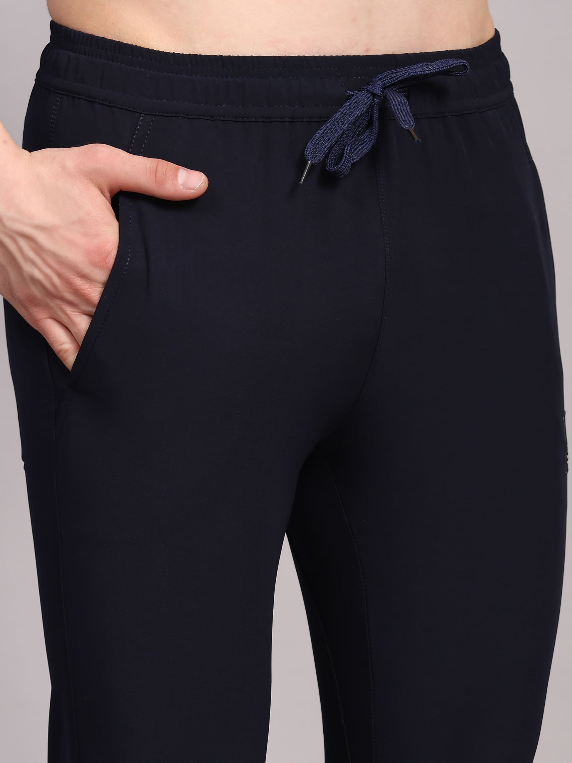 Dpassion Men Slim Fit Training Track Pants Stretch Gym Activewear Navy - Dpassion