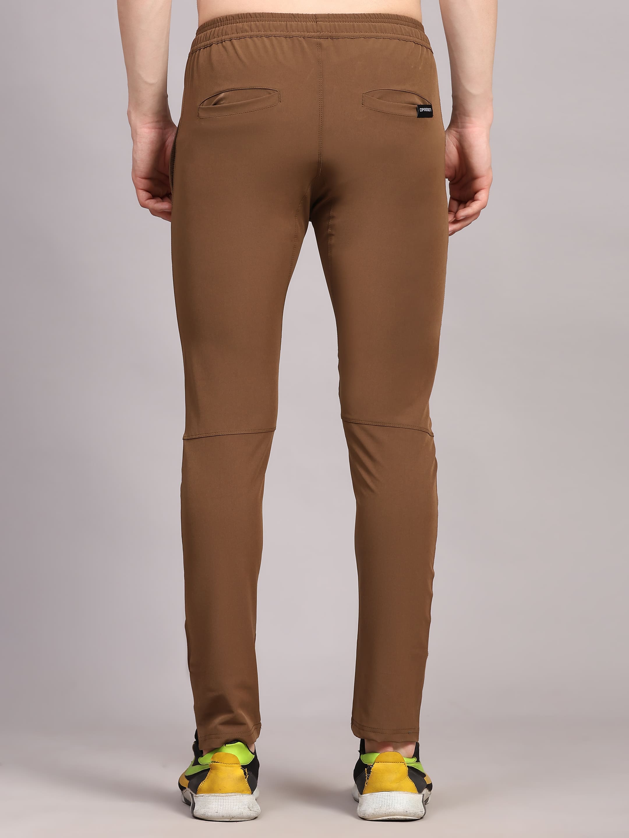 Dpassion Men Slim Fit Training Track Pants Stretch Gym Activewear Brown - Dpassion