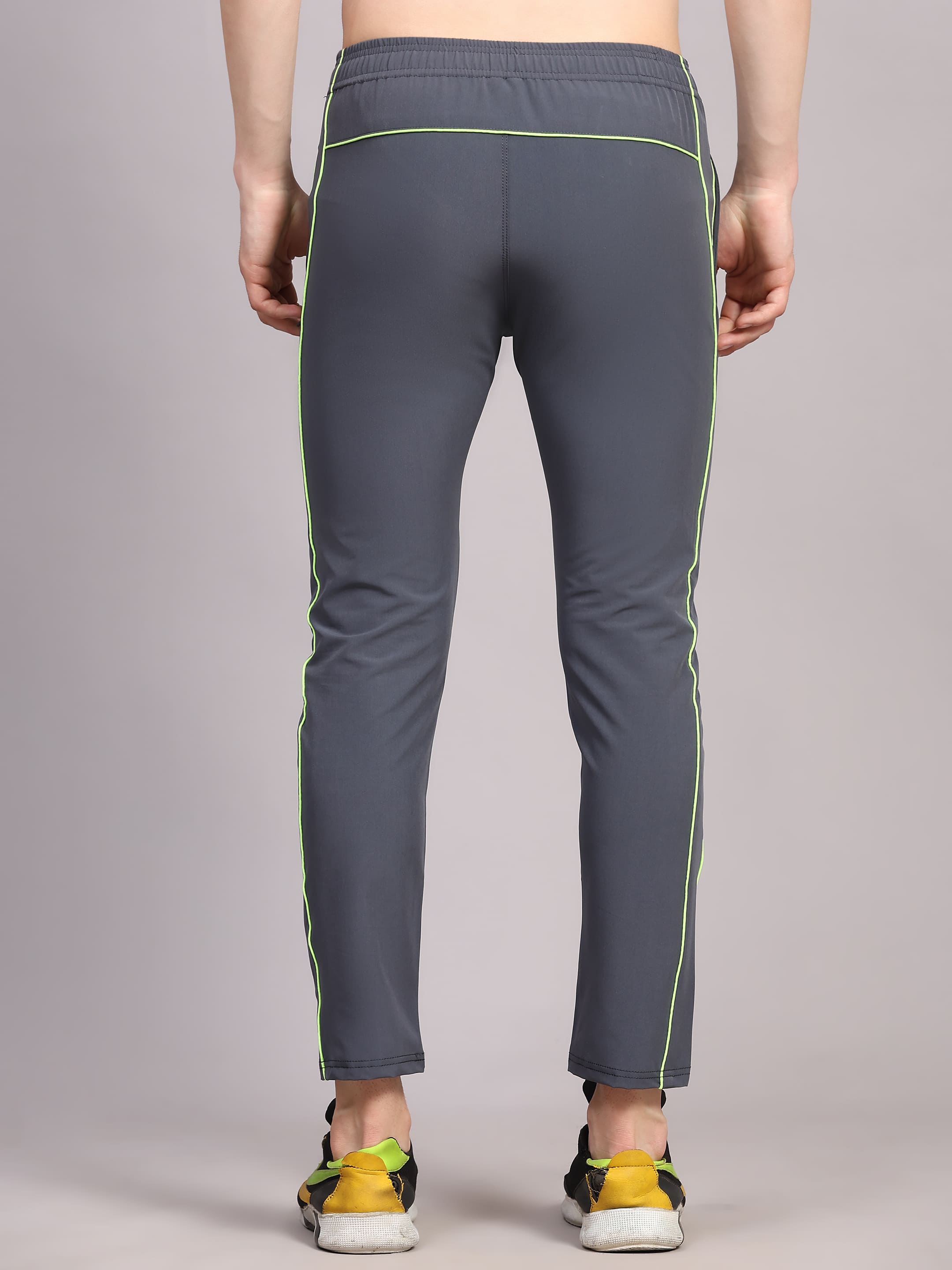 Dpassion Men Slim Fit Training Track Pants Neon Stripe Gym Activewear - Dpassion