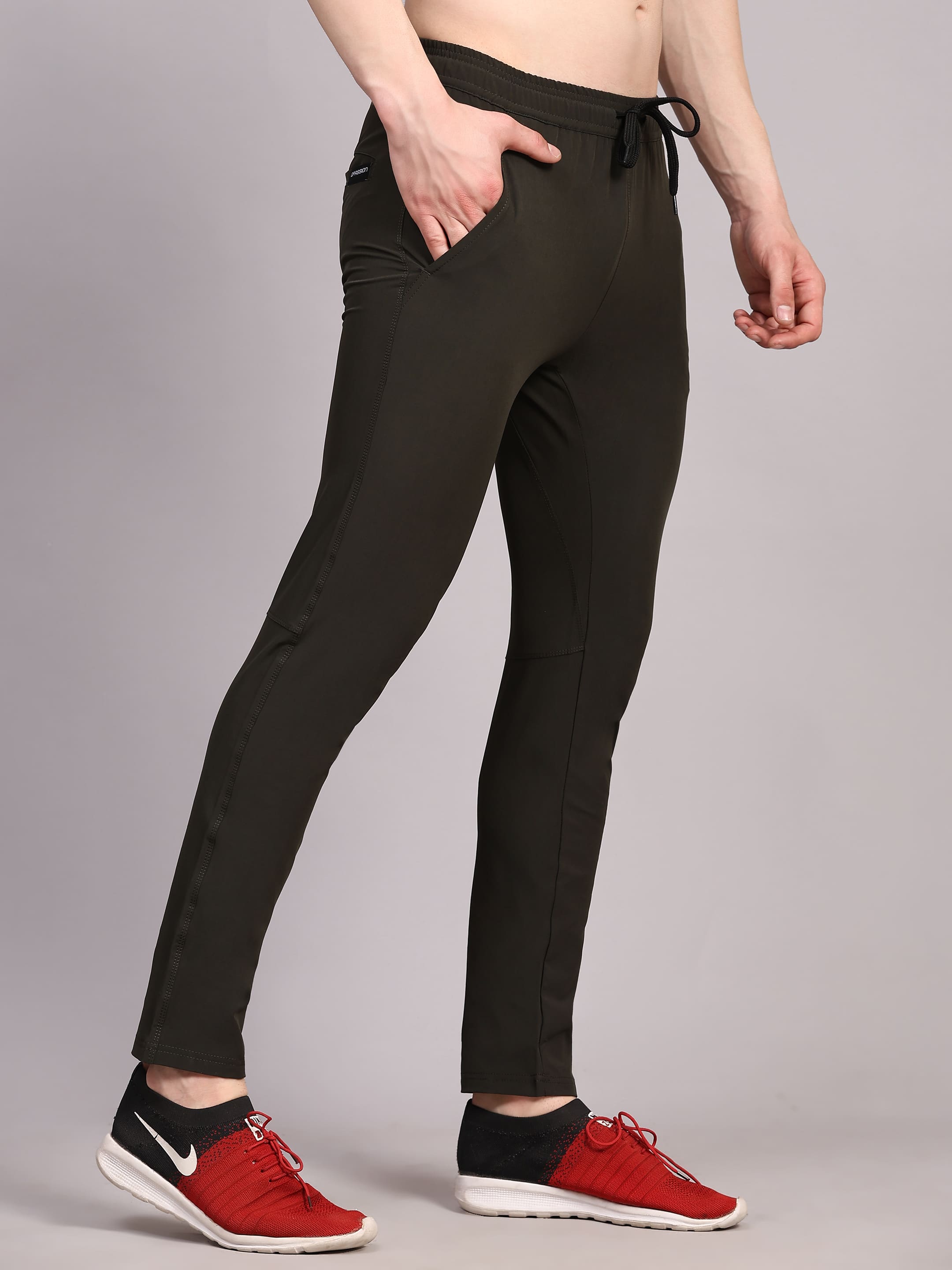 Dpassion Men Slim Fit Tapered Joggers | Solid Black Performance Woven - Dpassion