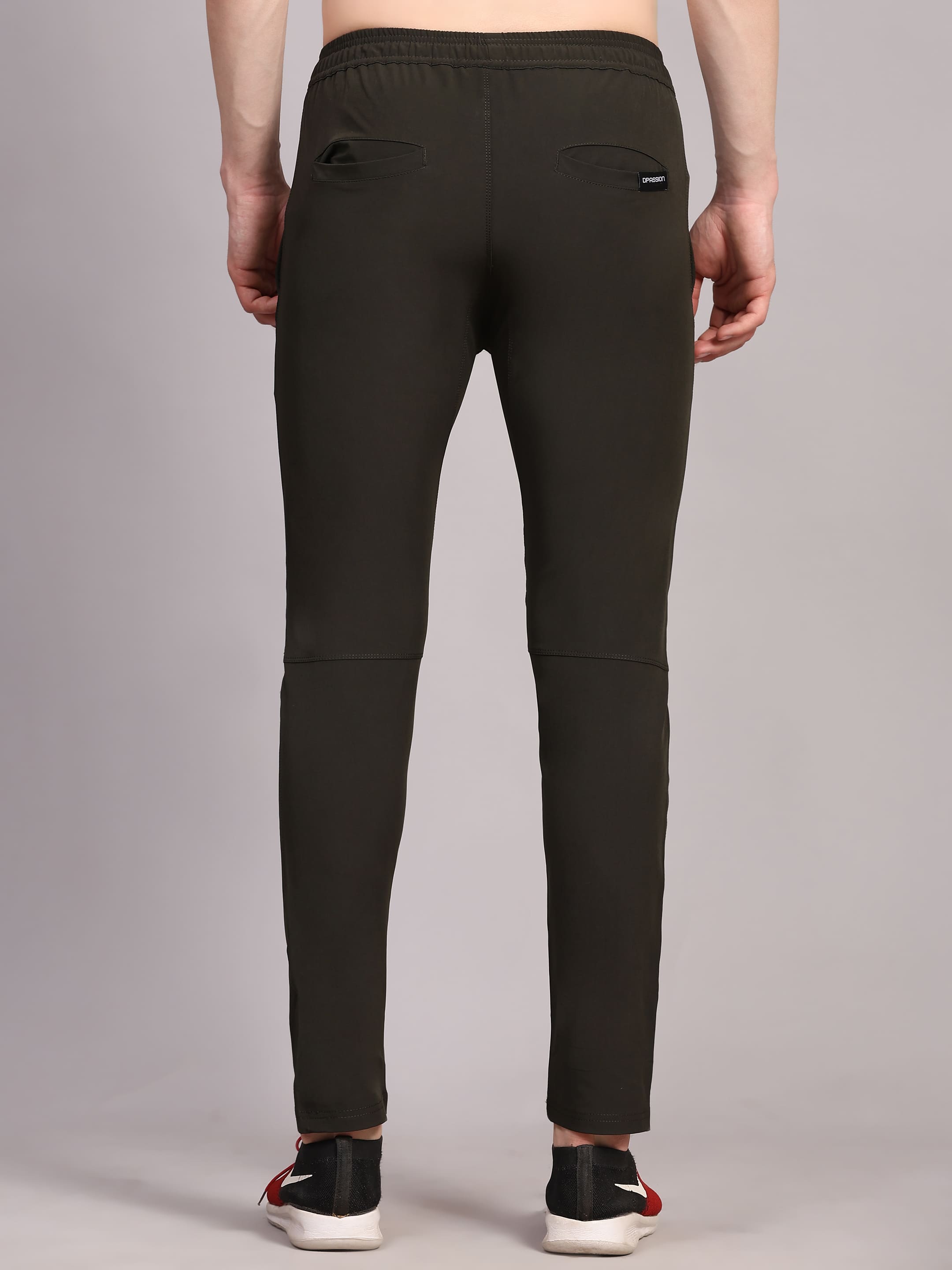Dpassion Men Slim Fit Tapered Joggers | Solid Black Performance Woven - Dpassion
