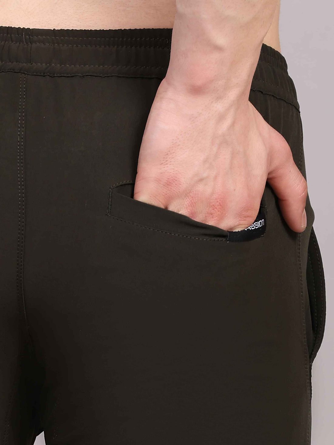 Dpassion Men Slim Fit Tapered Joggers | Solid Black Performance Woven - Dpassion