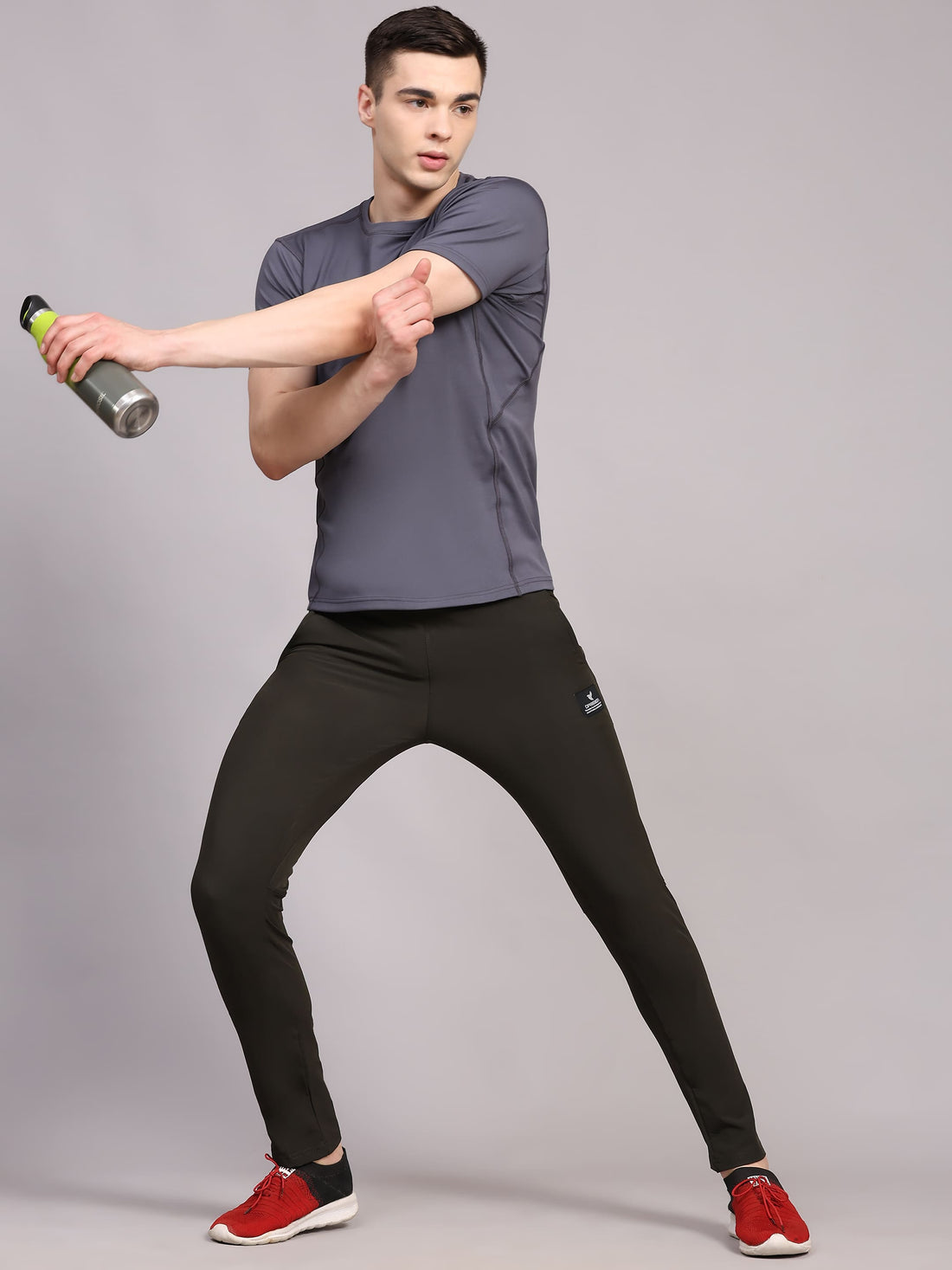 Dpassion Men Slim Fit Tapered Joggers | Solid Black Performance Woven - Dpassion