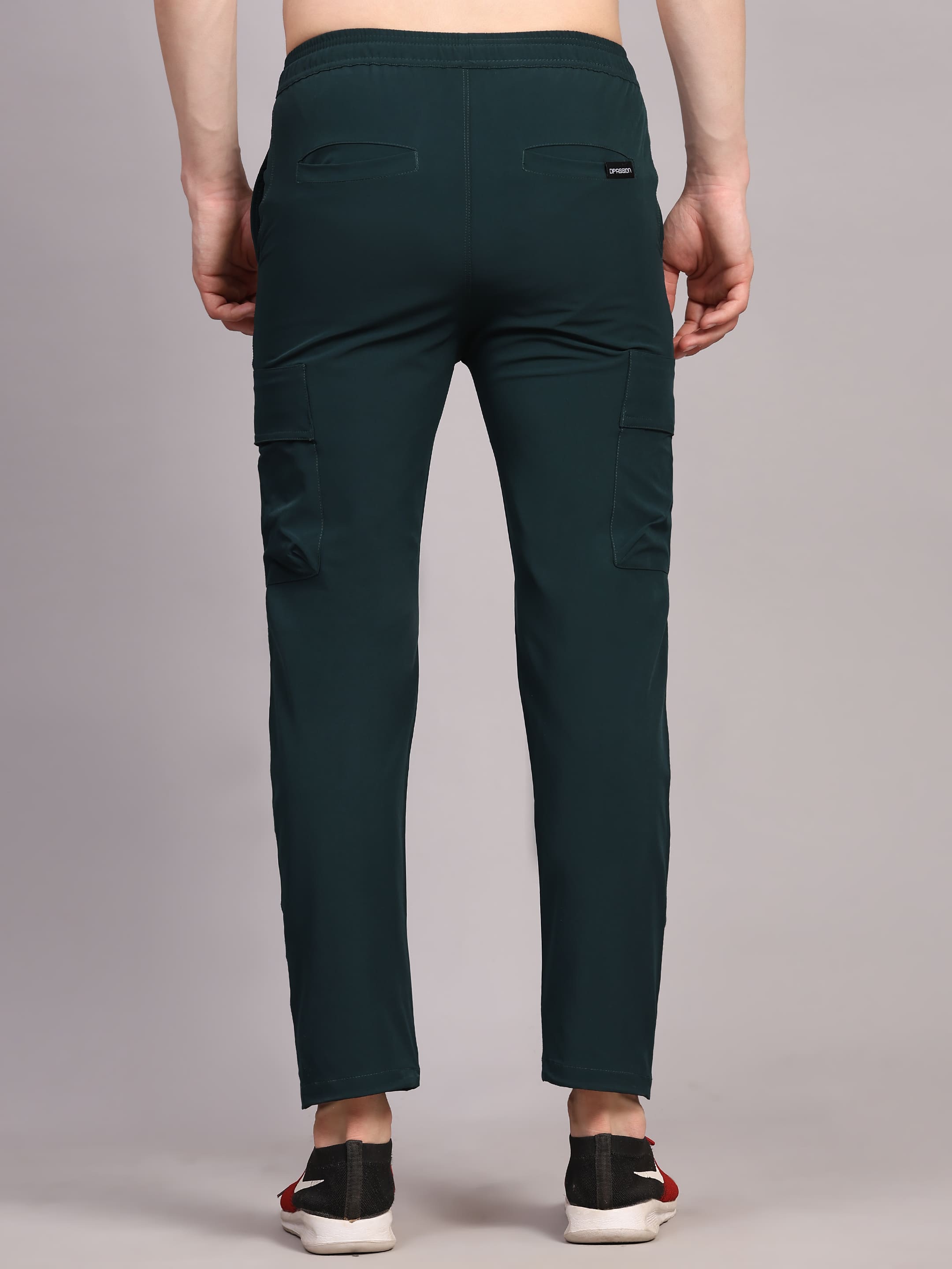 Dpassion Men Dark Green Cargo Track Pants Slim Fit Gym Activewear - Dpassion
