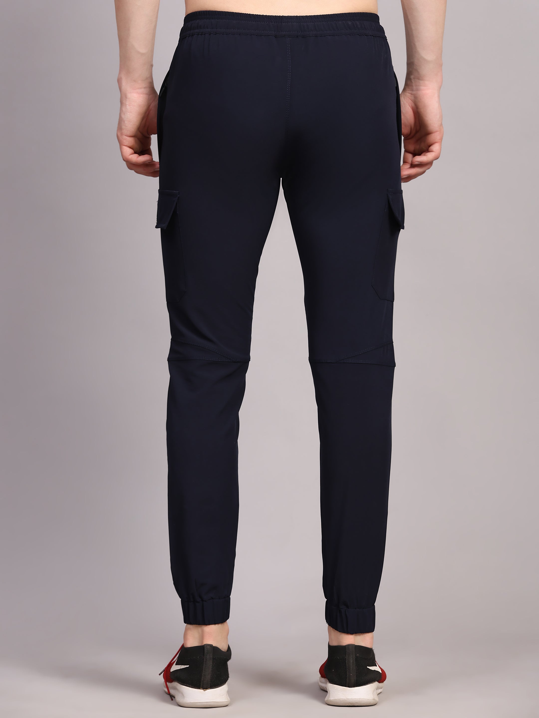 Dpassion Men Navy Cargo Joggers Tapered Gym Performance Wear