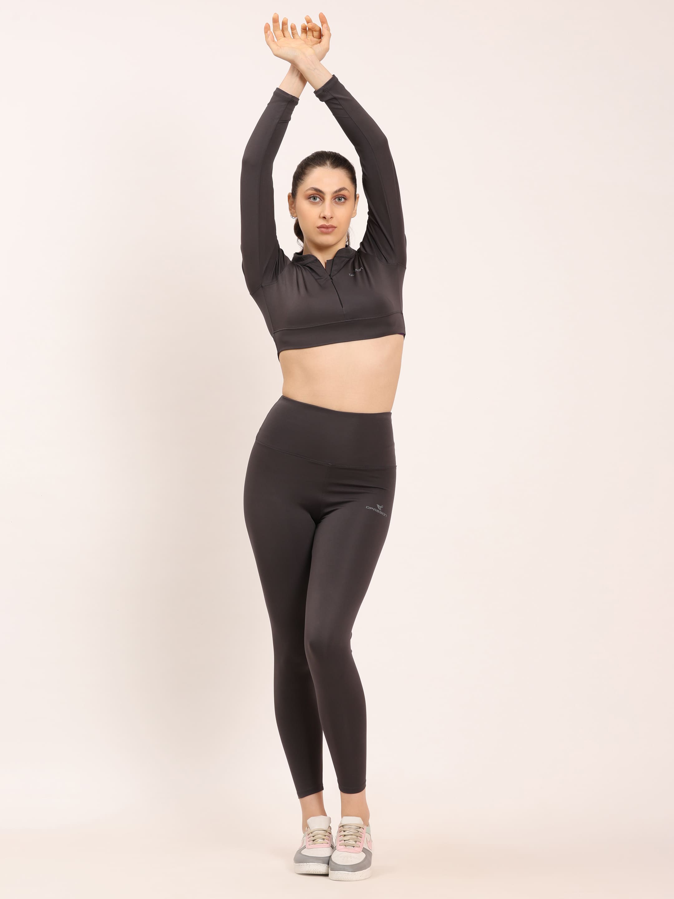 Dpassion CoreFlex Long Sleeve Crop Training Top Charcoal - Dpassion