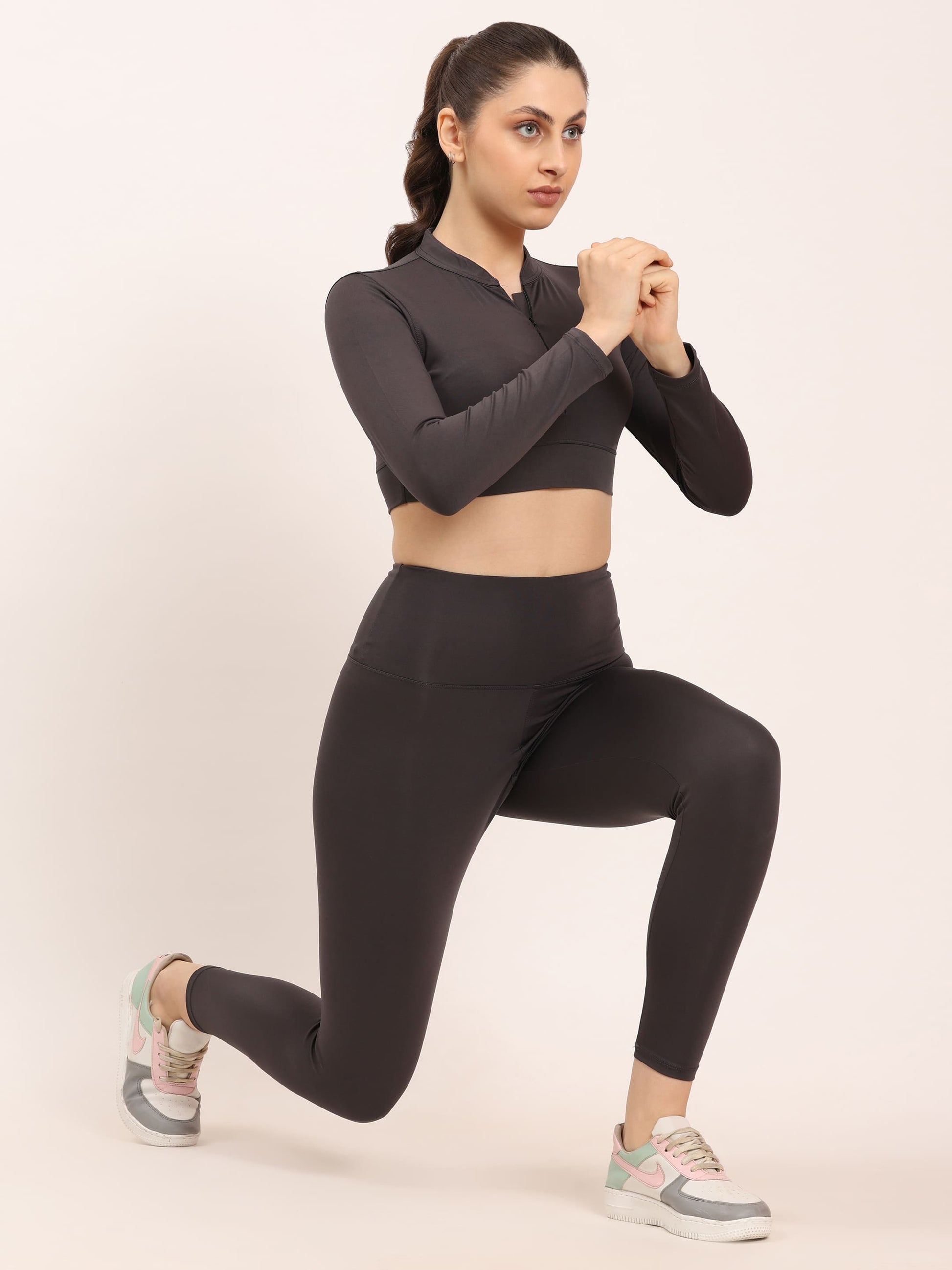 Dpassion Women’s Sculpt High Waist Leggings Brown Performance Wear - Dpassion