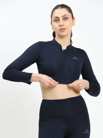 Dpassion CoreFlex Long Sleeve Crop Training Top Navy - Dpassion