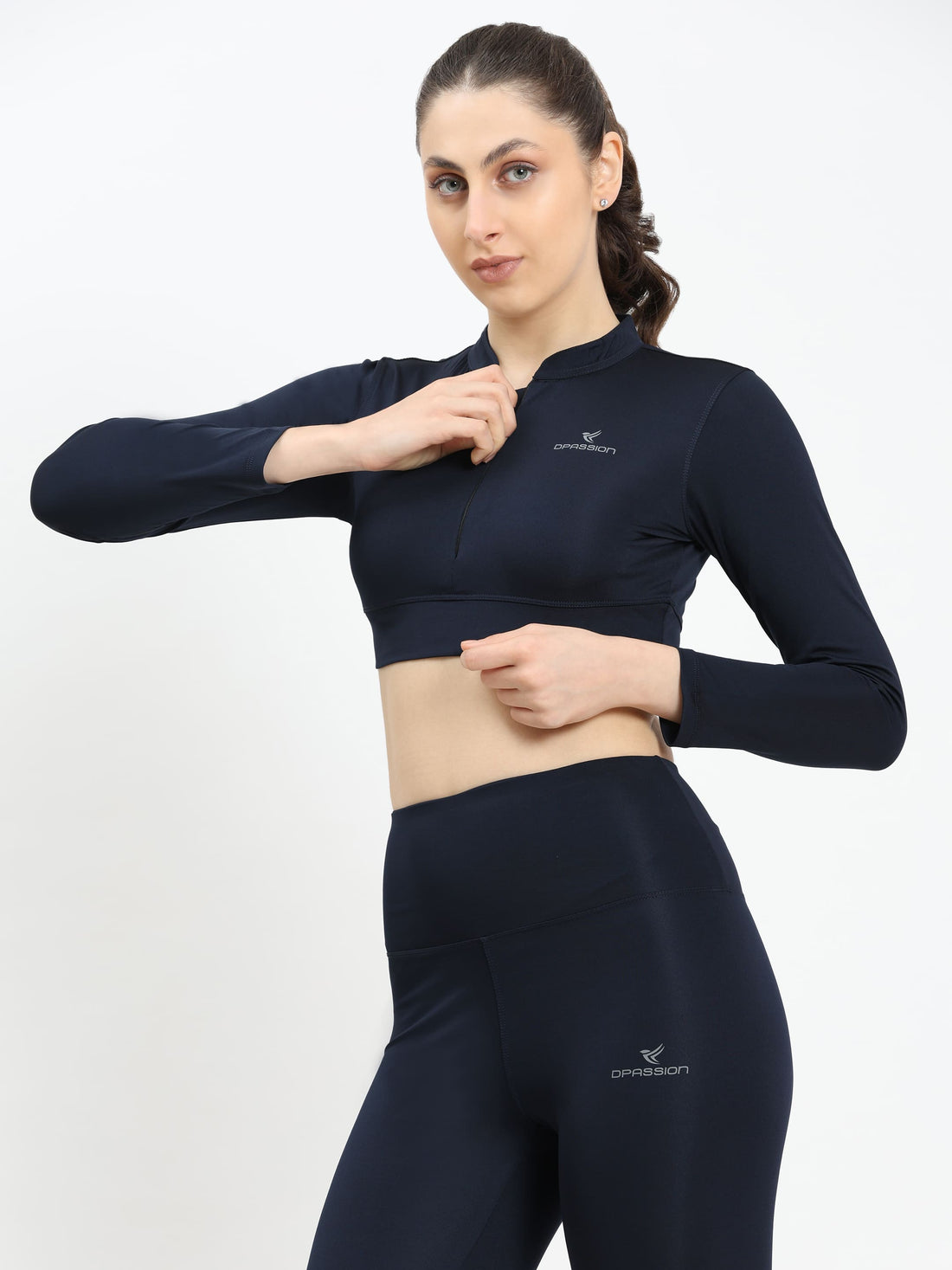 Dpassion CoreFlex Long Sleeve Crop Training Top Navy - Dpassion