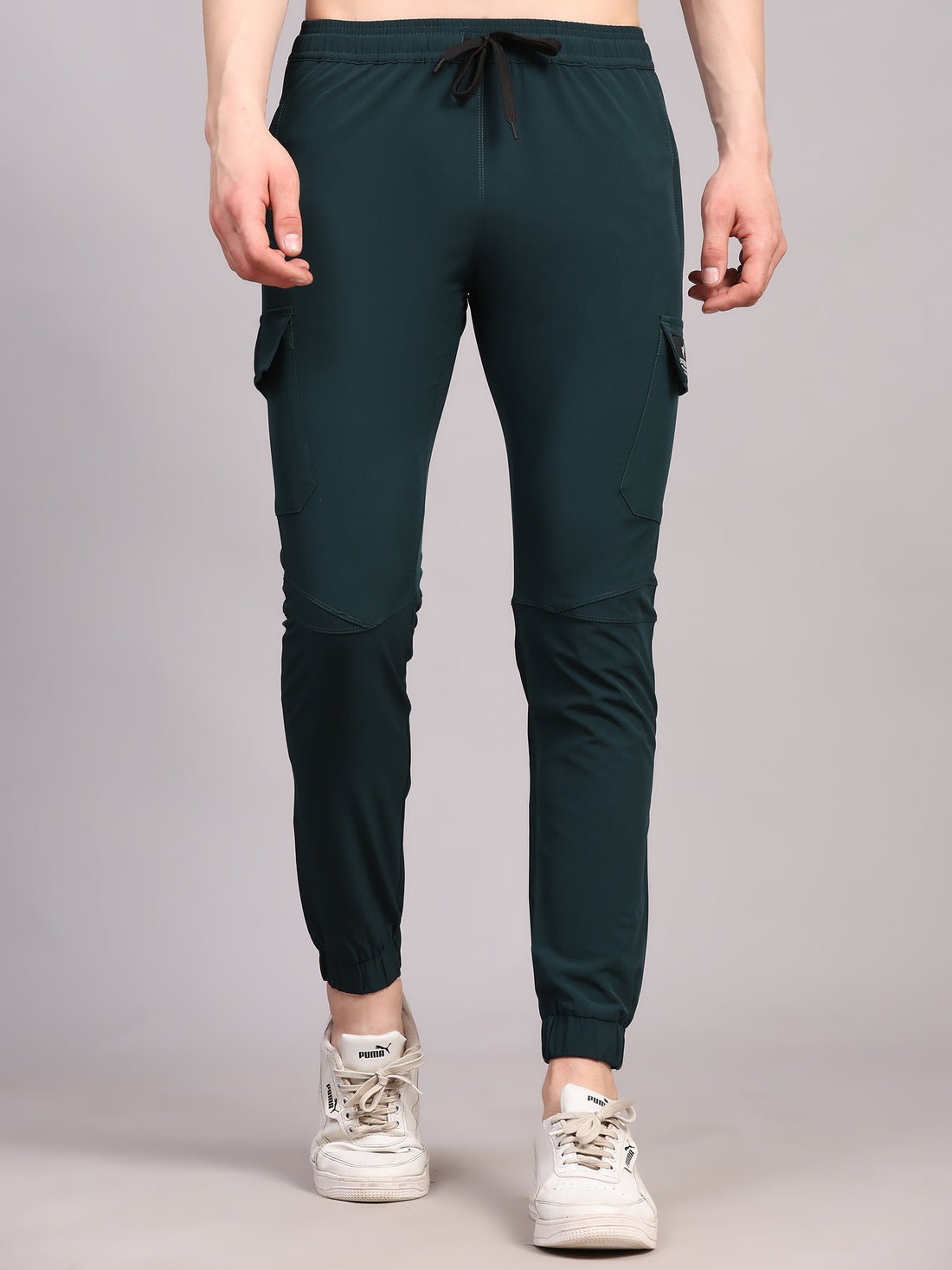Dpassion Men Teal Cargo Joggers Tapered Gym Performance Activewear - Dpassion