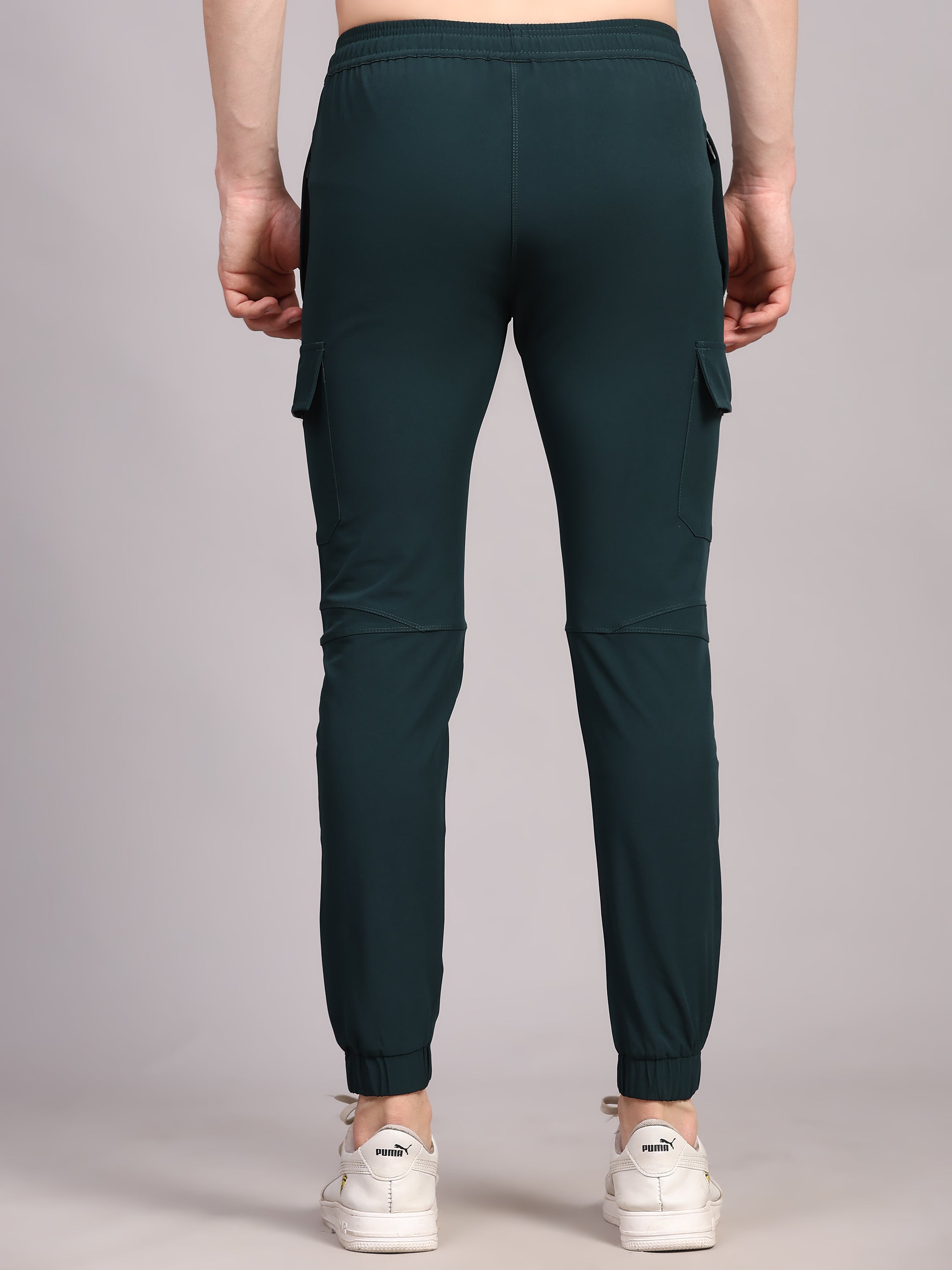 Dpassion Men Teal Cargo Joggers Tapered Gym Performance Activewear