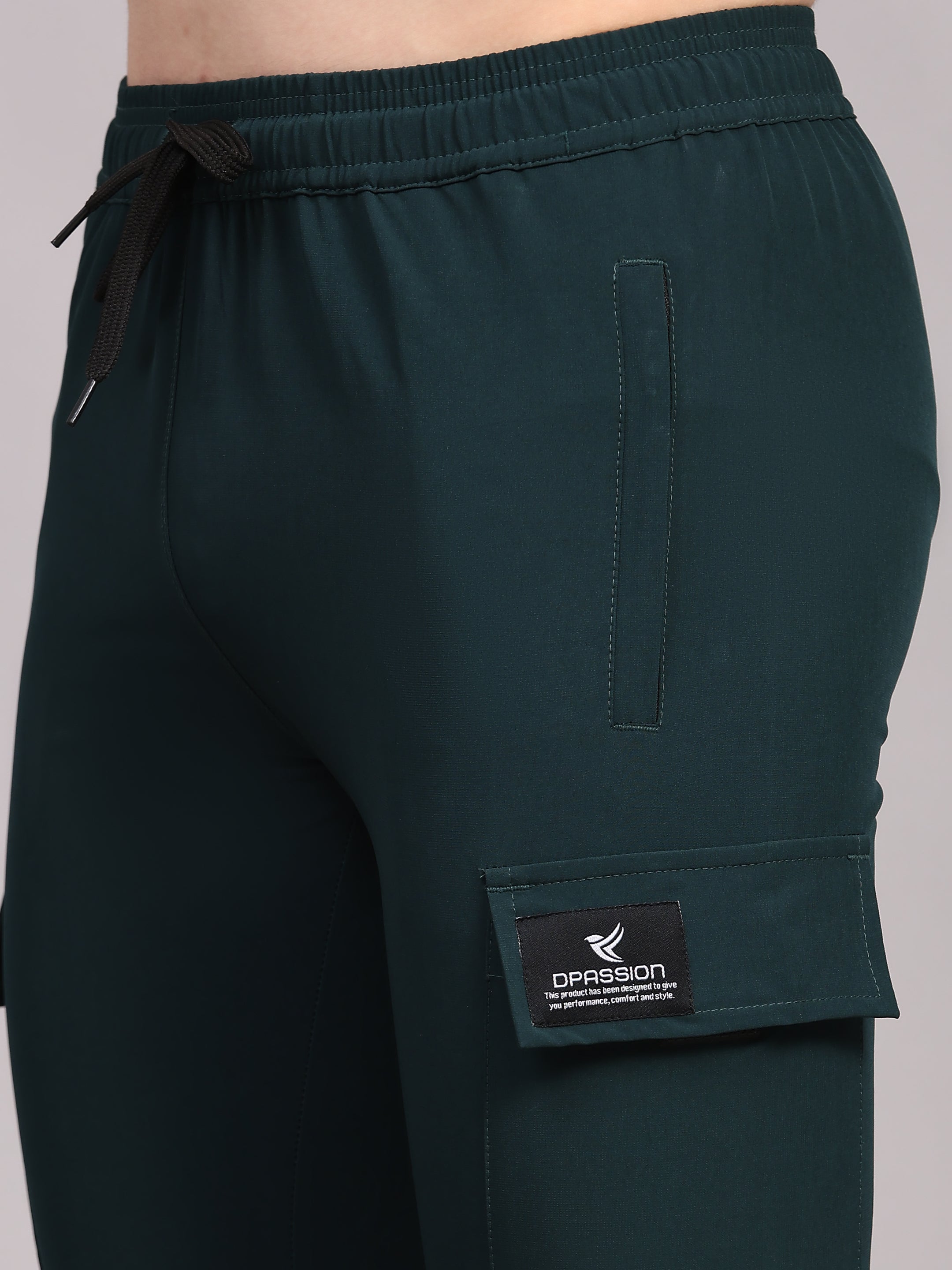 Dpassion Men Teal Cargo Joggers Tapered Gym Performance Activewear