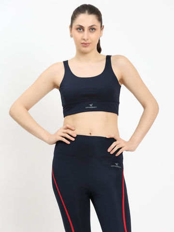 Dpassion Women Navy Blue Medium Support Sports Bra Activewear - Dpassion
