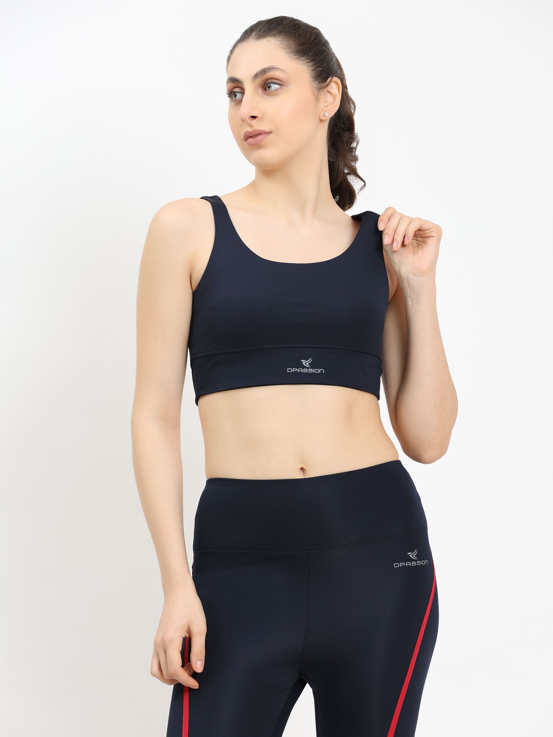 Dpassion Women Navy Blue Medium Support Sports Bra Activewear - Dpassion