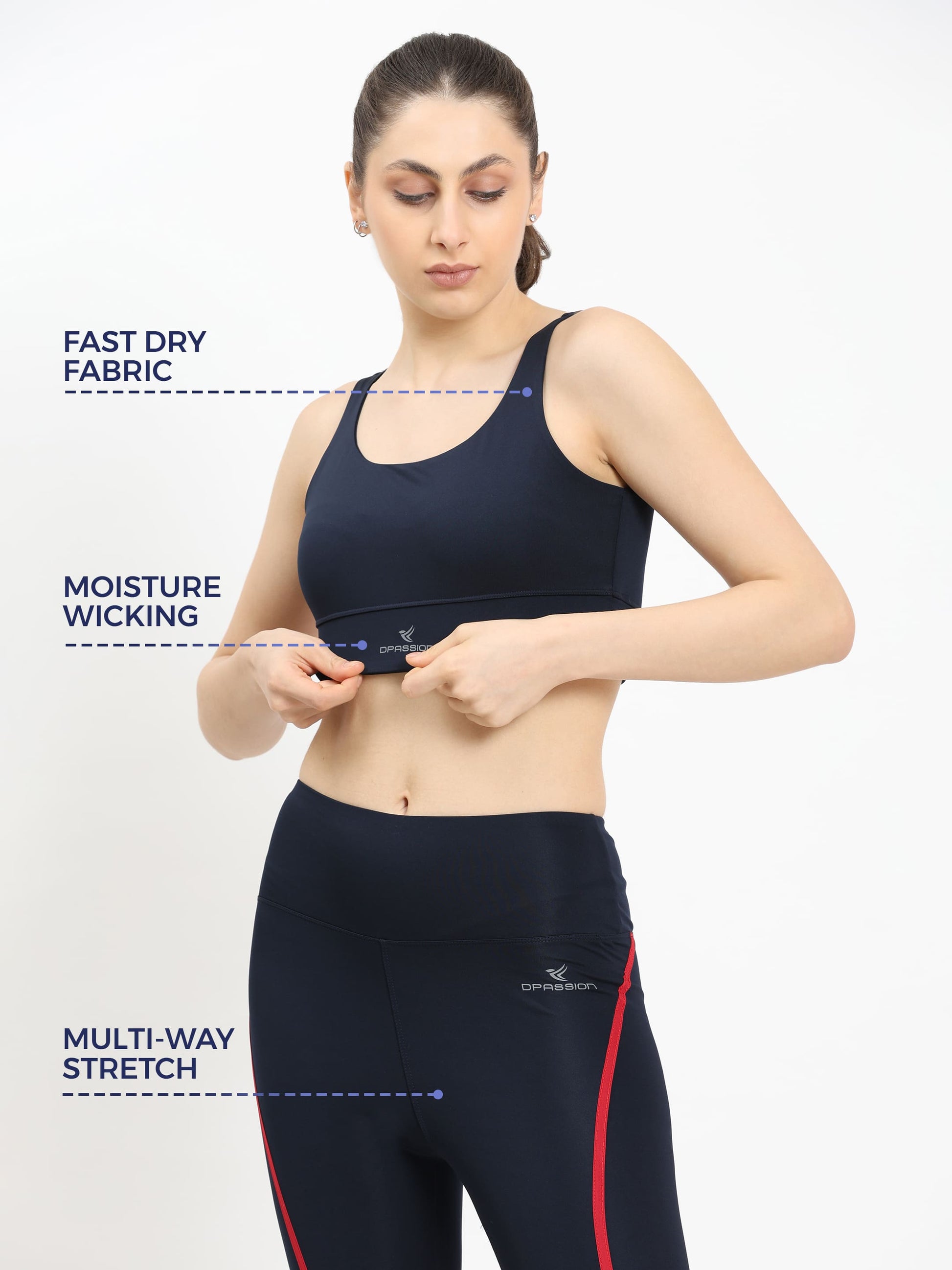 Dpassion Women Navy Blue Medium Support Sports Bra Activewear - Dpassion