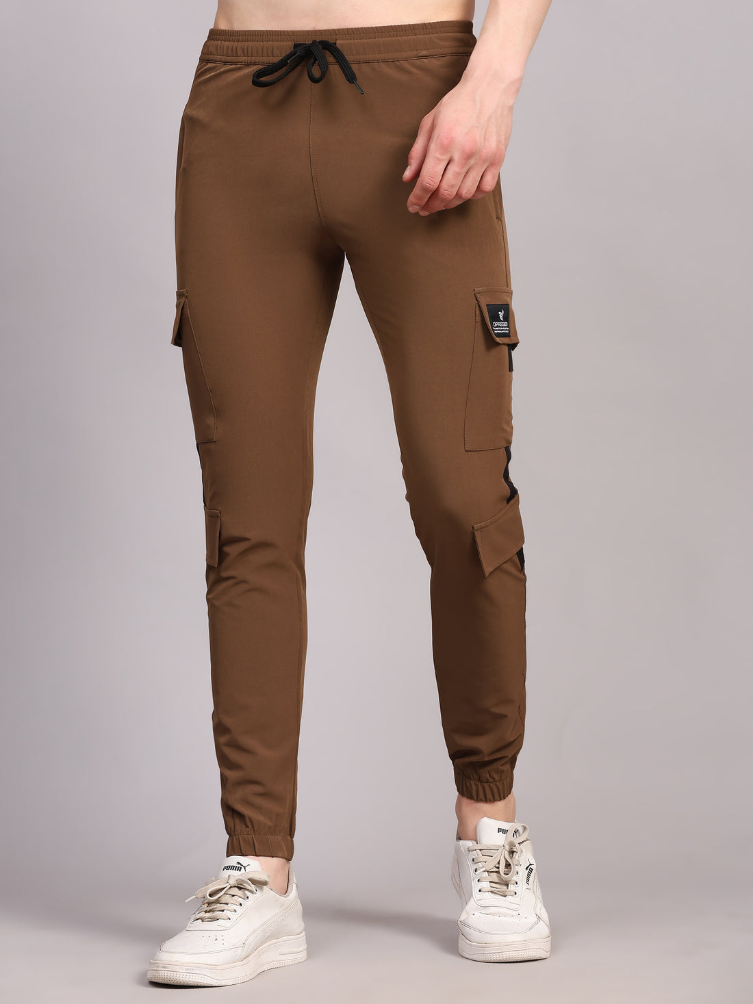 Dpassion Men Brown Cargo Joggers Utility Performance Activewear - Dpassion