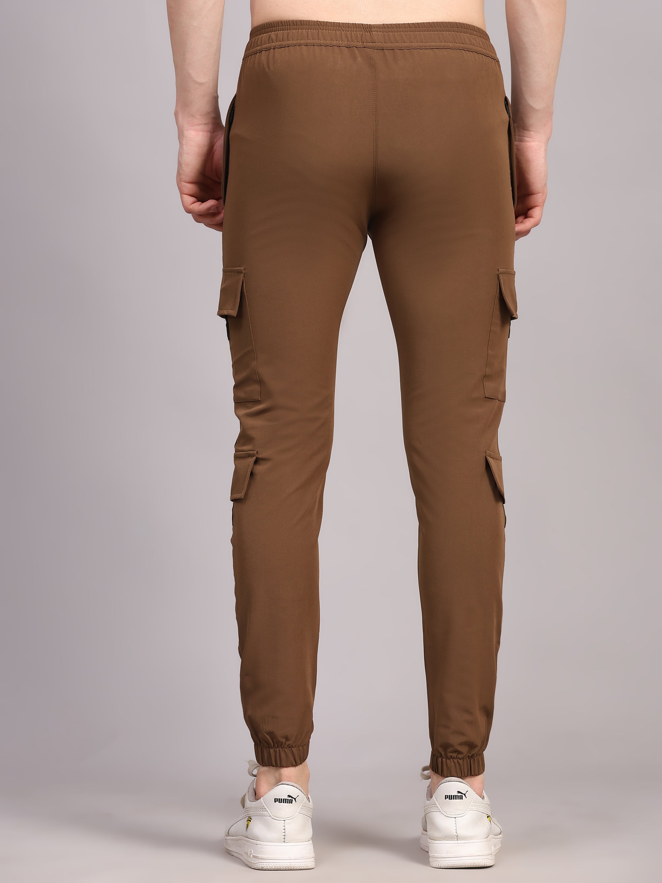 Dpassion Men Brown Cargo Joggers Utility Performance Activewear - Dpassion