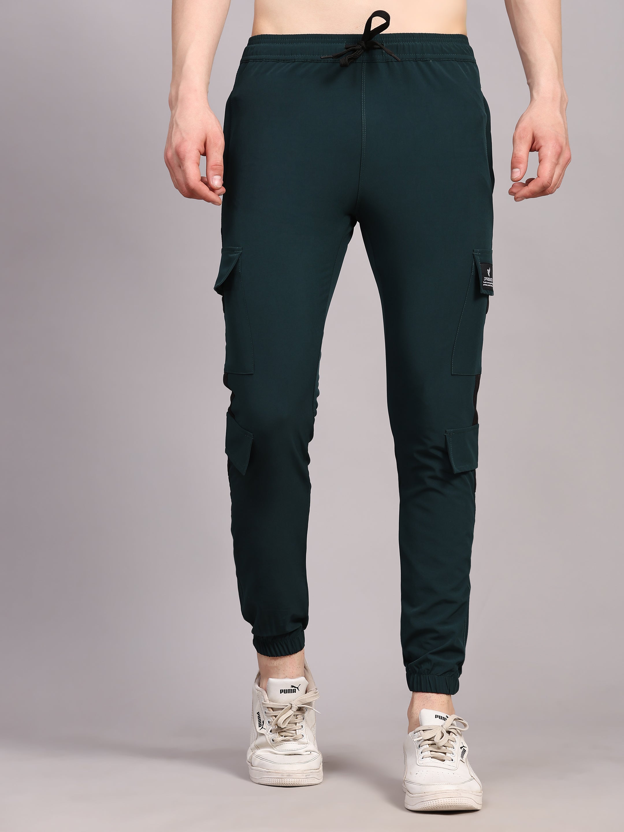 Dpassion Men Green Cargo Joggers Utility Performance Activewear - Dpassion