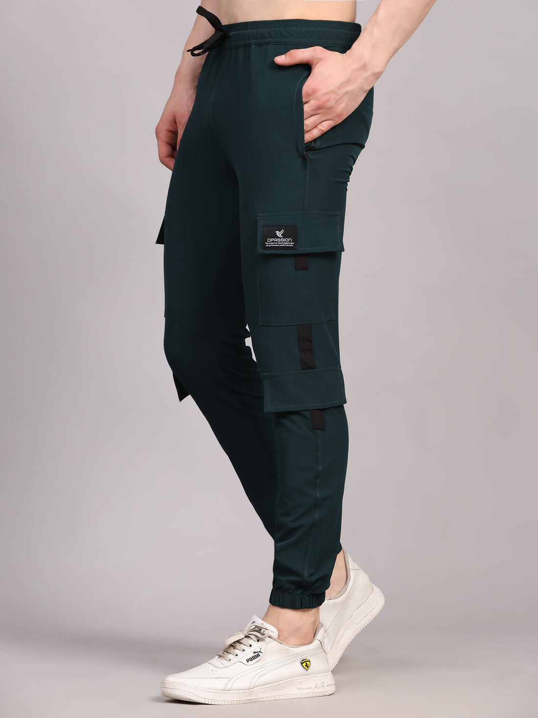 Dpassion Men Green Cargo Joggers Utility Performance Activewear - Dpassion