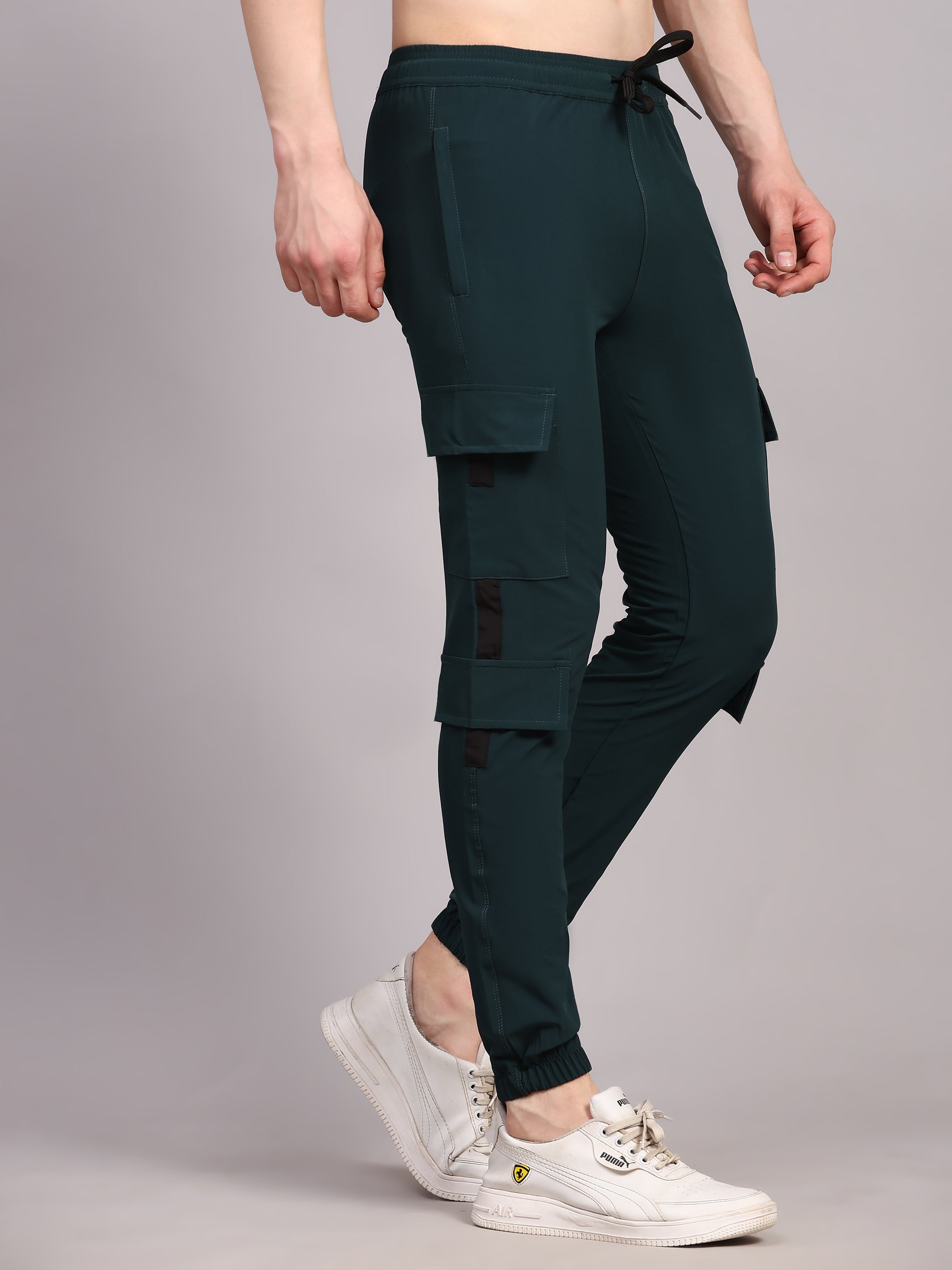 Dpassion Men Green Cargo Joggers Utility Performance Activewear - Dpassion