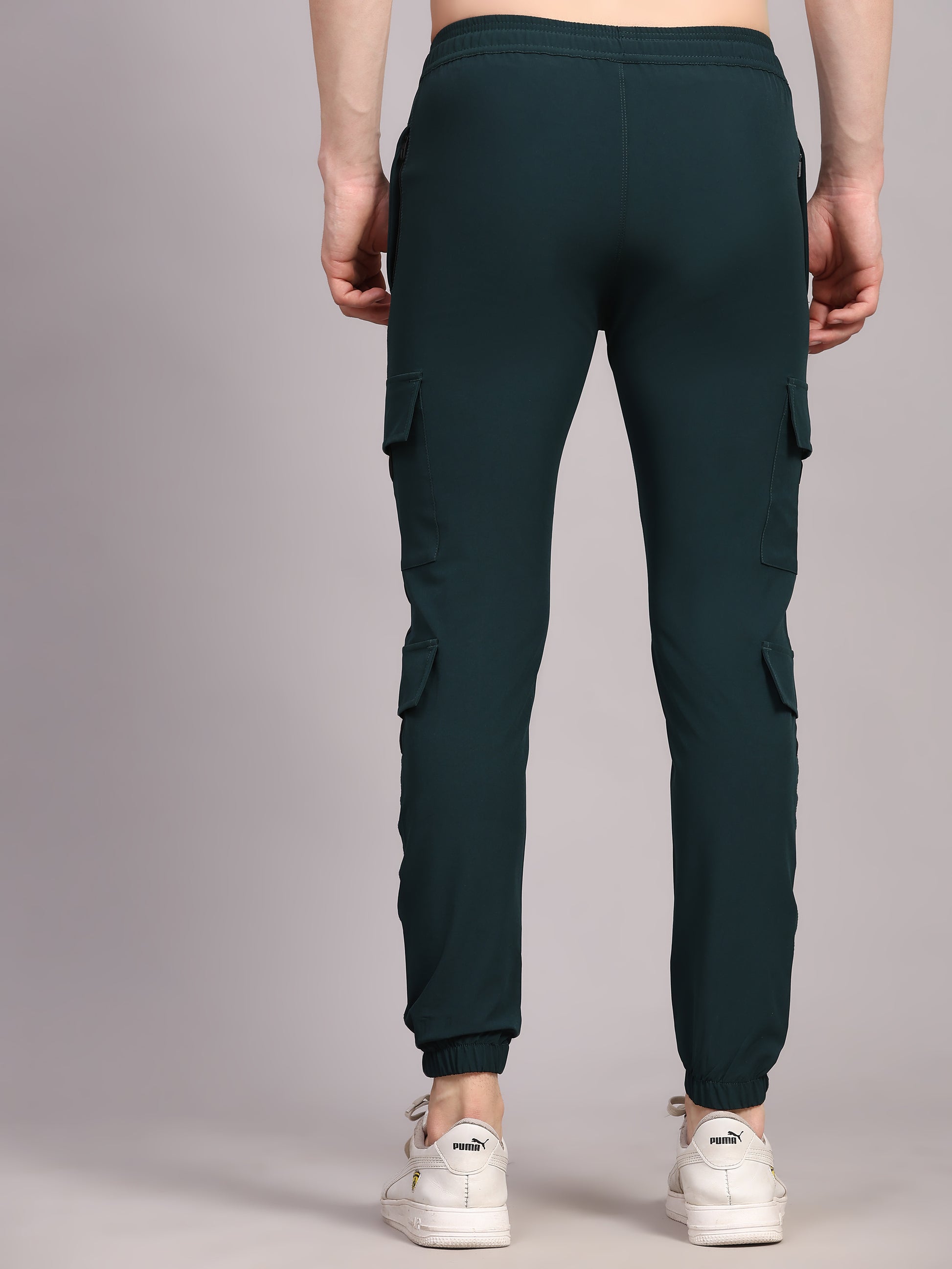 Dpassion Men Green Cargo Joggers Utility Performance Activewear - Dpassion