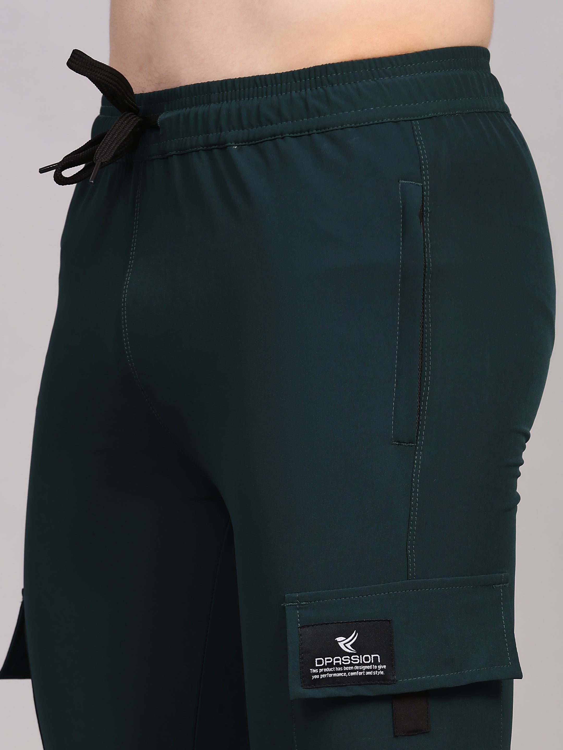 Dpassion Men Green Cargo Joggers Utility Performance Activewear - Dpassion