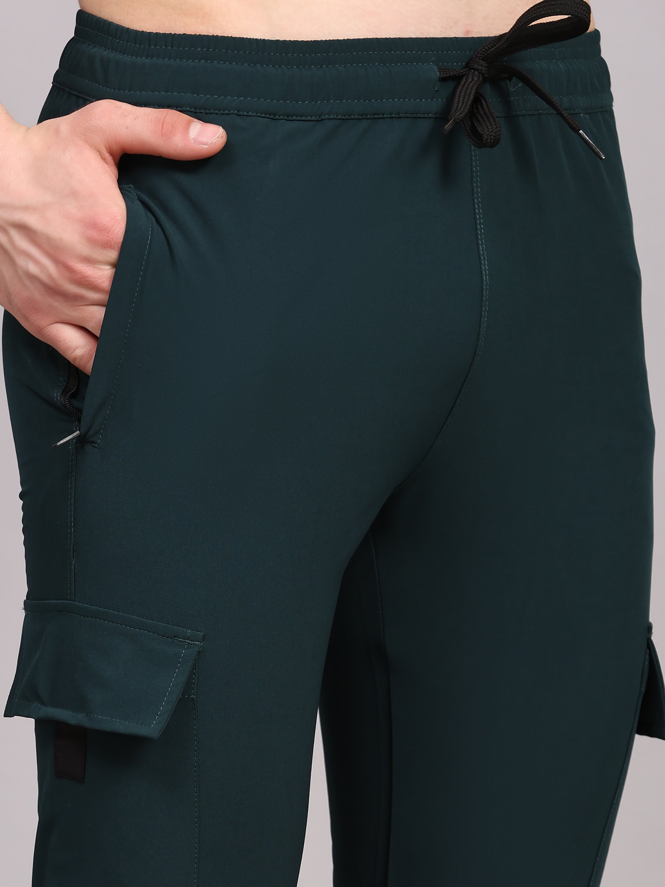 Dpassion Men Green Cargo Joggers Utility Performance Activewear - Dpassion