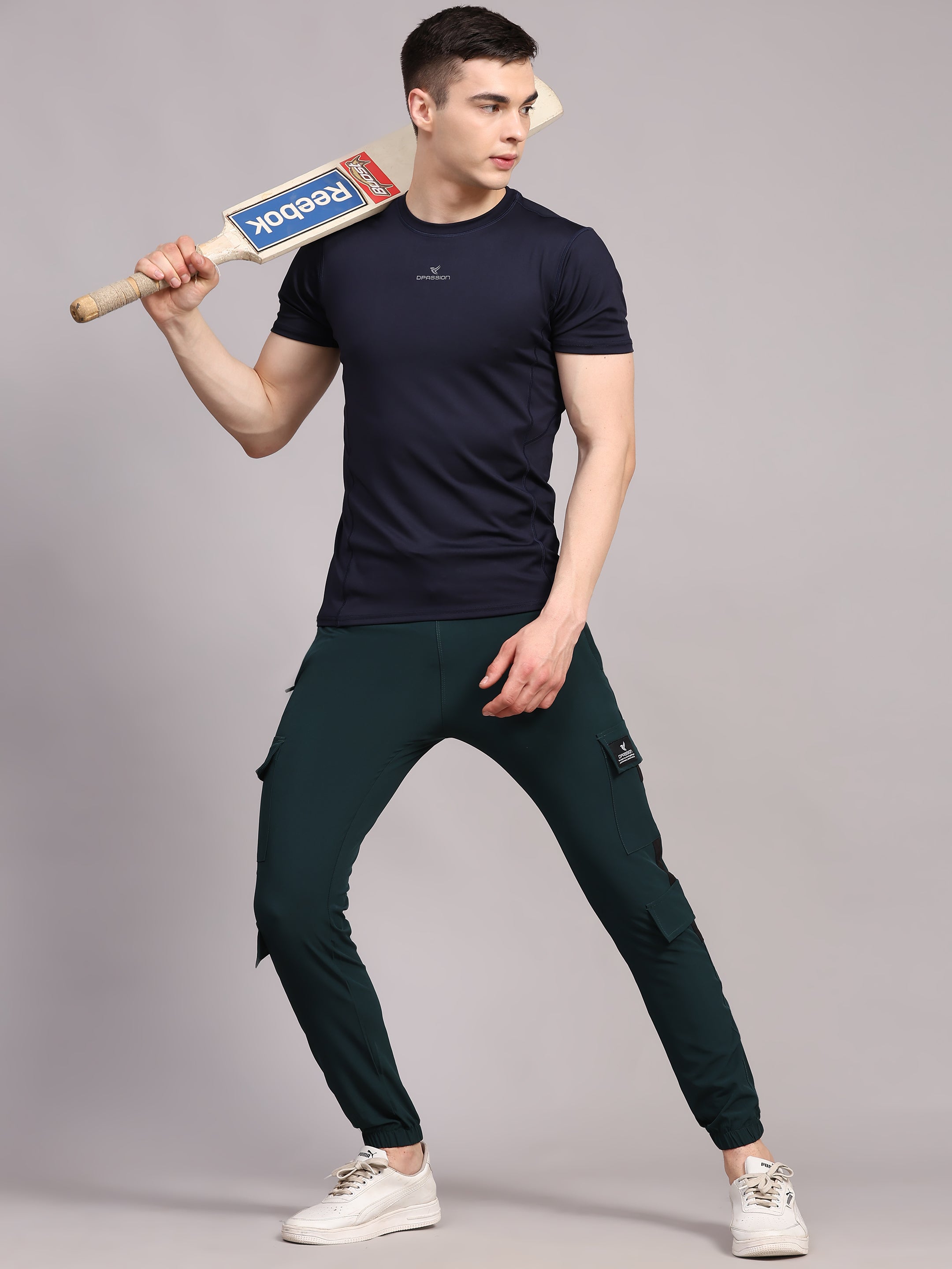 Dpassion Men Green Cargo Joggers Utility Performance Activewear - Dpassion