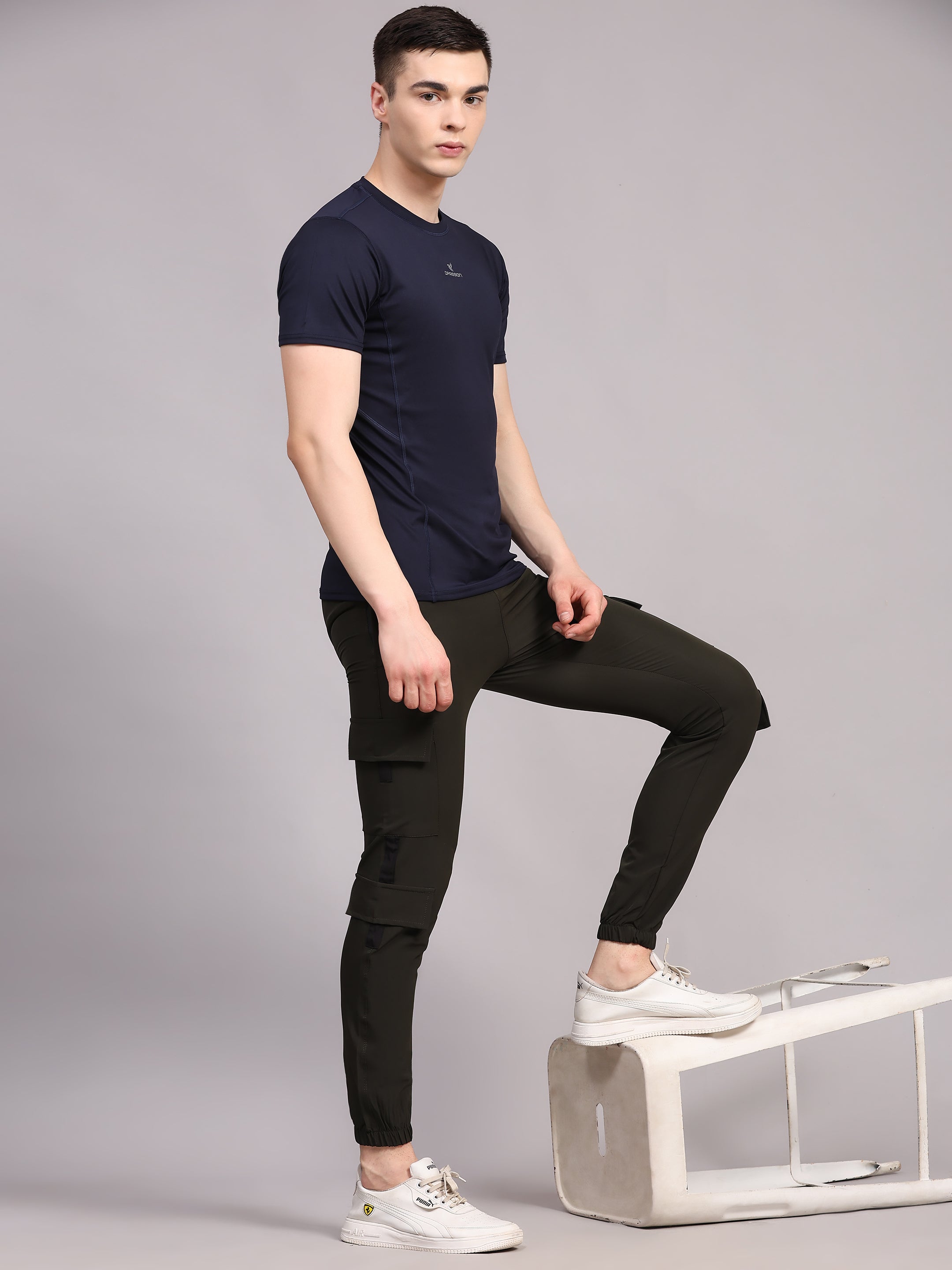 Dpassion Men Olive Cargo Joggers Utility Performance Activewear - Dpassion