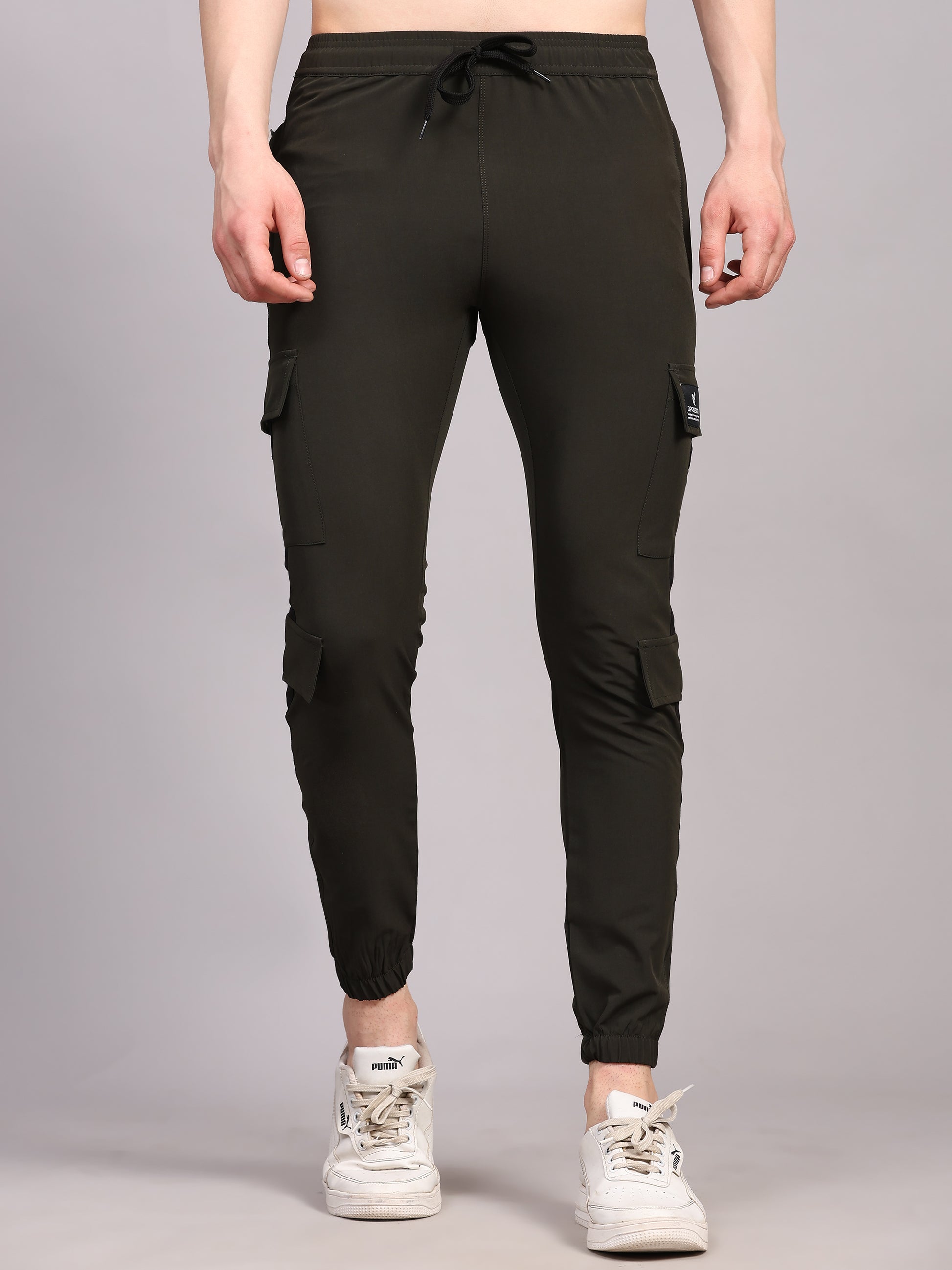 Dpassion Men Olive Cargo Joggers Utility Performance Activewear - Dpassion