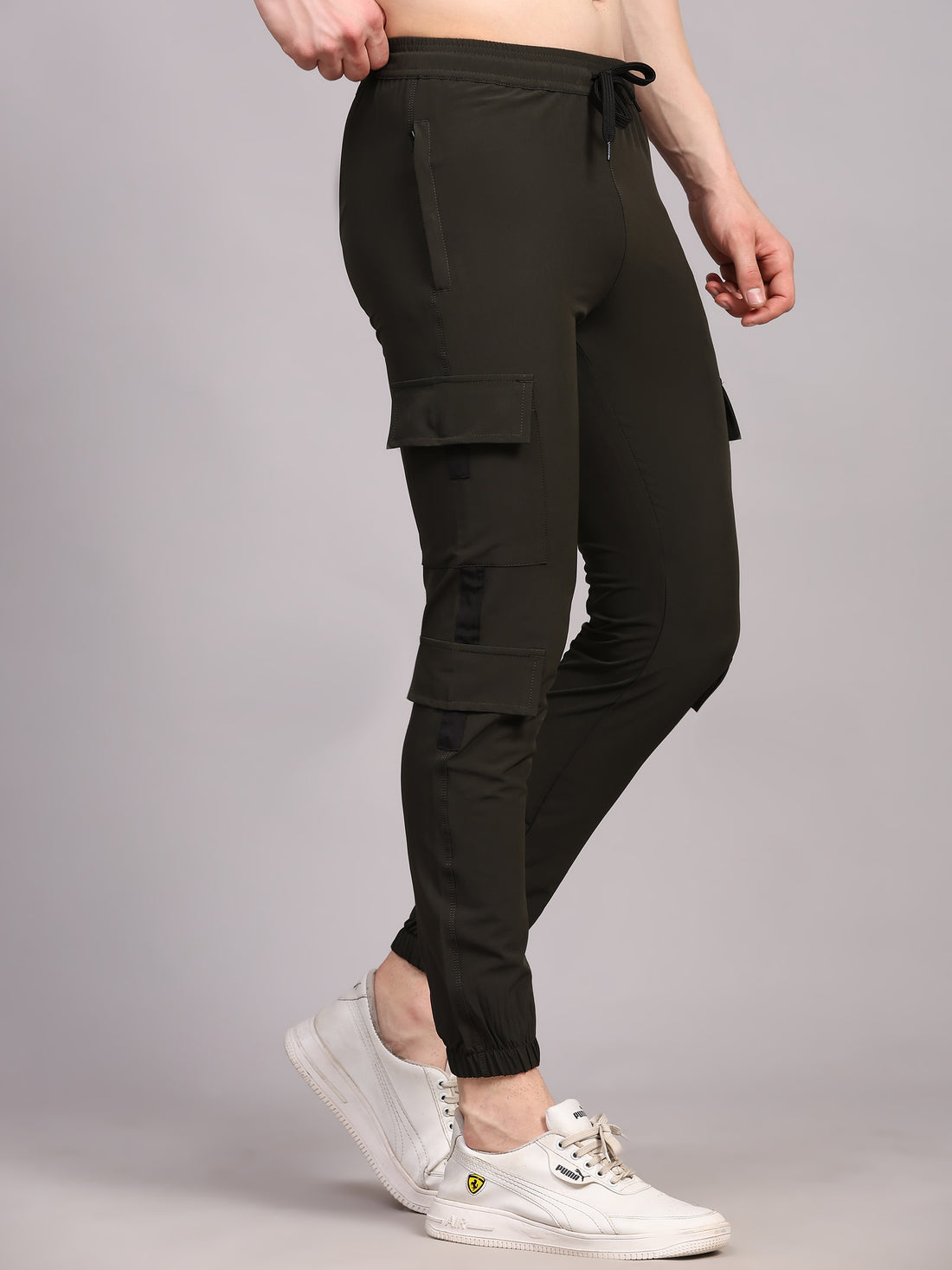 Dpassion Men Olive Cargo Joggers Utility Performance Activewear - Dpassion