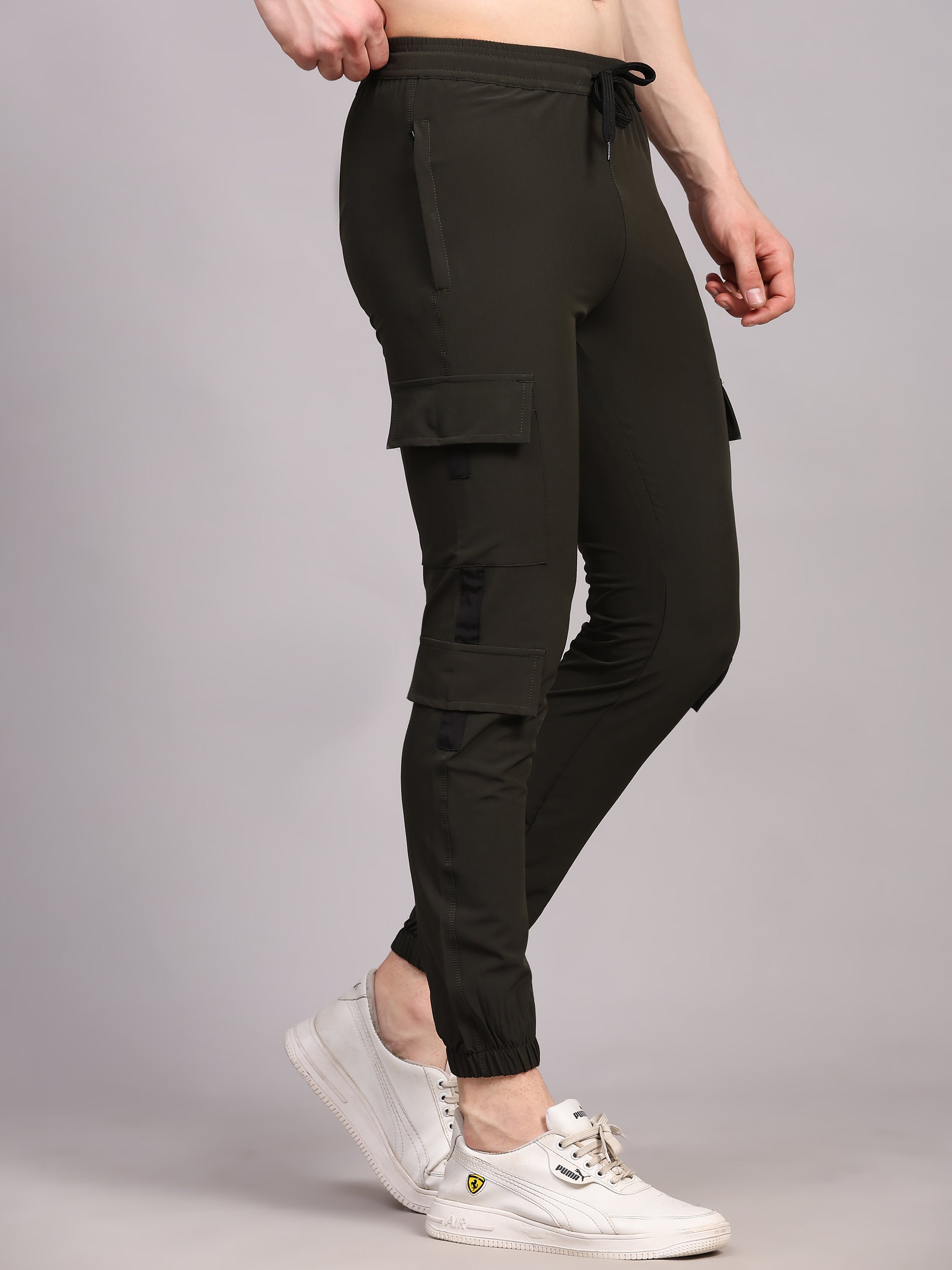 Dpassion Men Olive Cargo Joggers Utility Performance Activewear - Dpassion