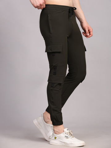 Dpassion Men Olive Cargo Joggers Utility Performance Activewear - Dpassion