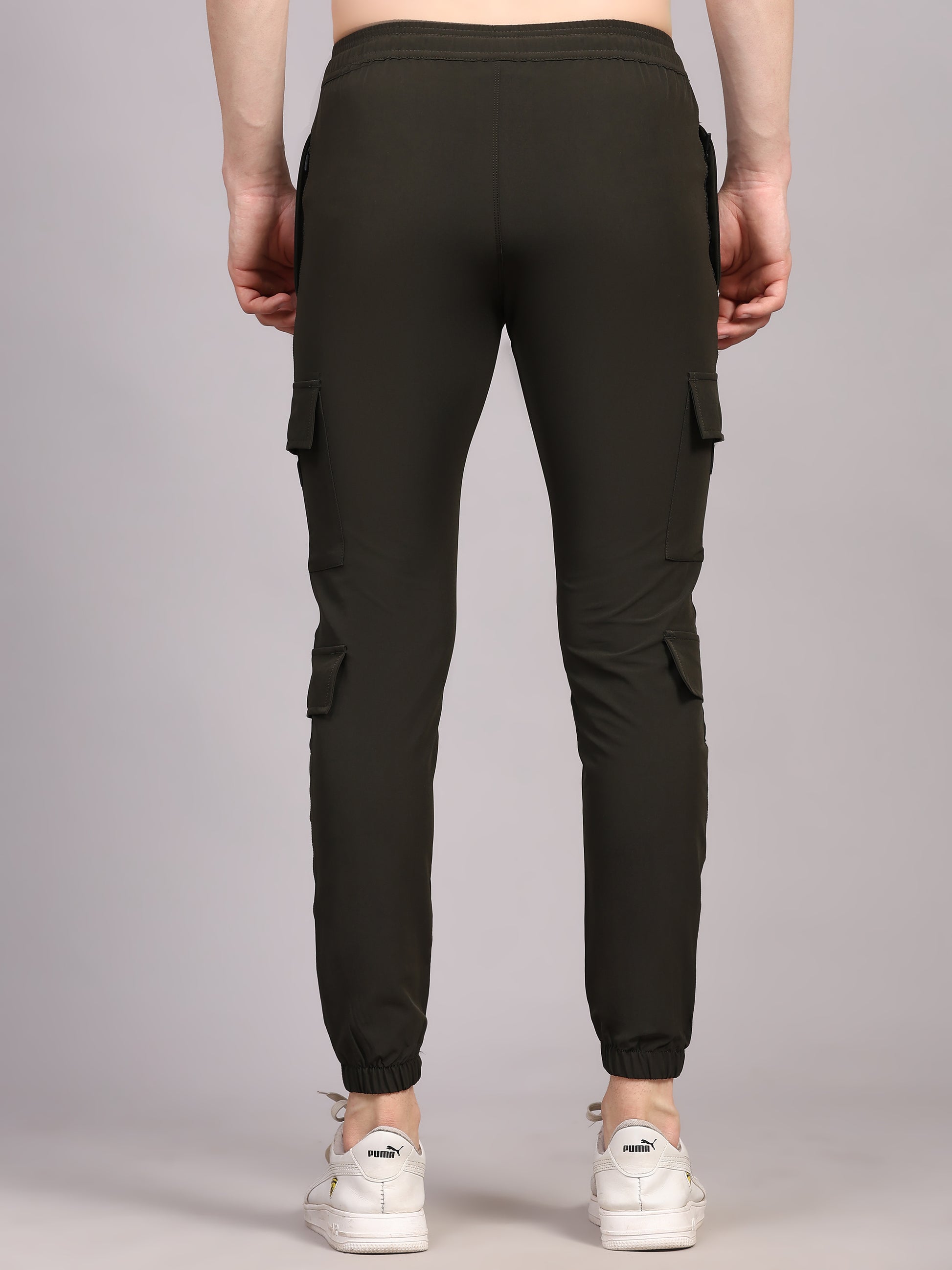 Dpassion Men Olive Cargo Joggers Utility Performance Activewear - Dpassion