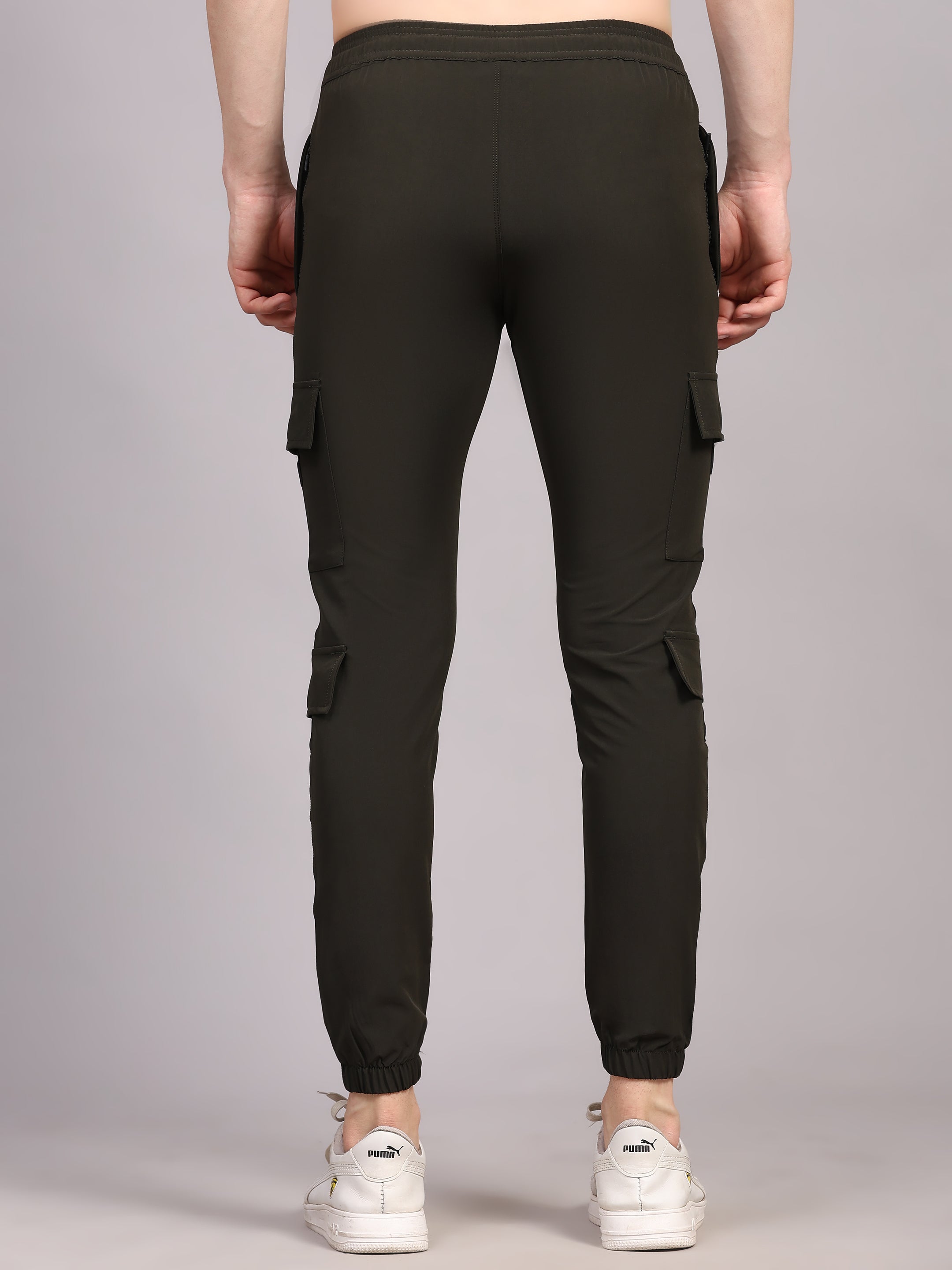 Dpassion Men Olive Cargo Joggers Utility Performance Activewear - Dpassion