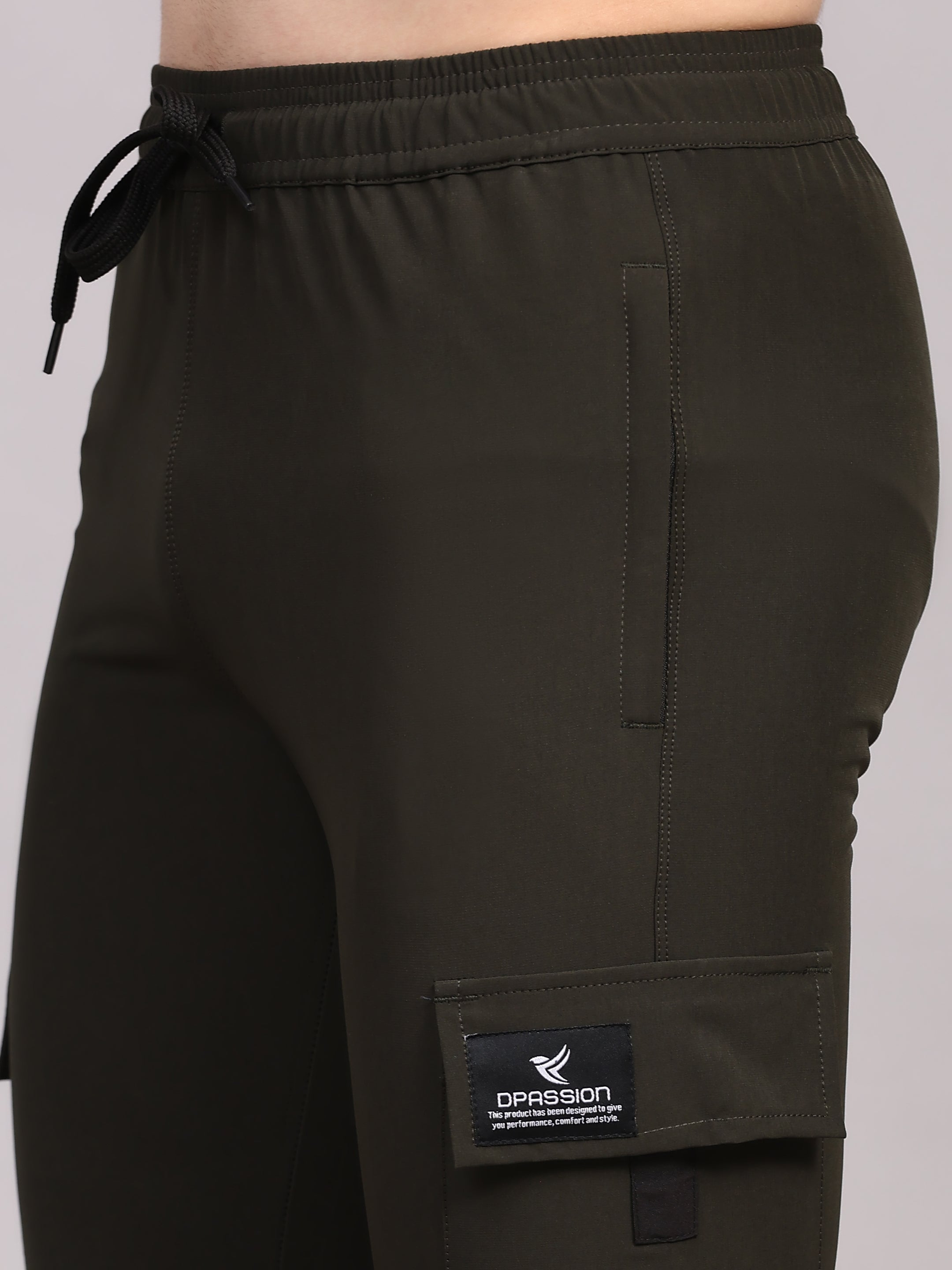 Dpassion Men Olive Cargo Joggers Utility Performance Activewear - Dpassion